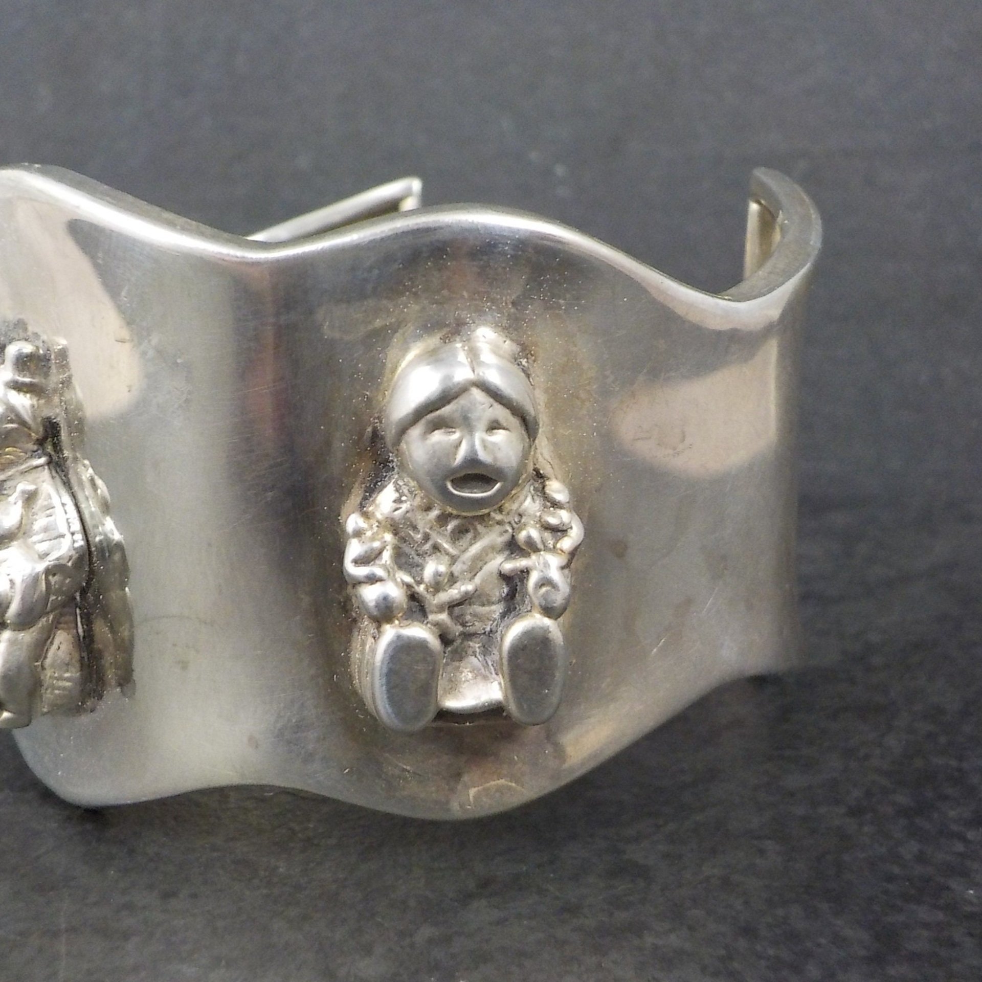 Sterling Storyteller Cuff Bracelet 6.5 Inches Acoma Pueblo Tony B Chino