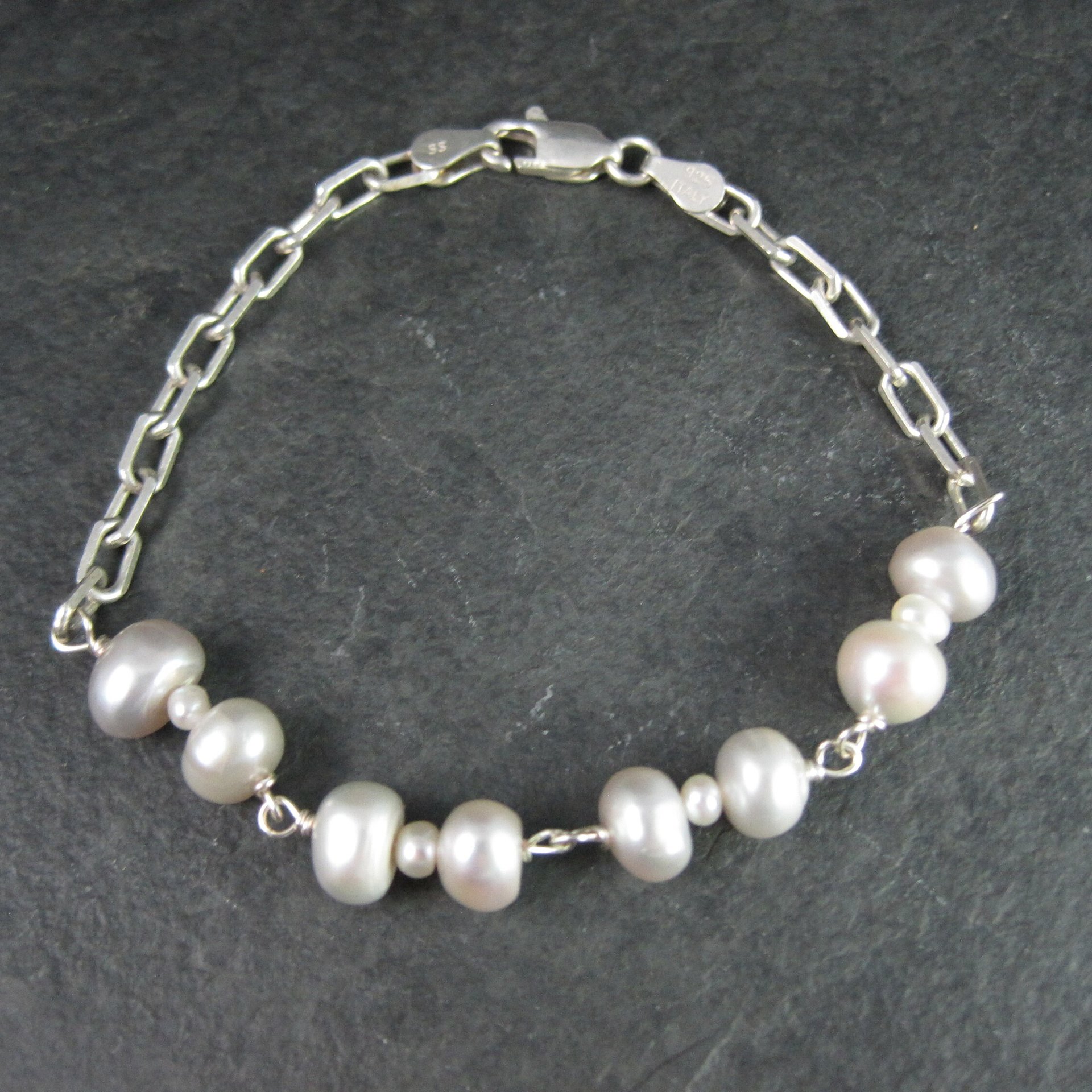Estate Sterling Pearl Bracelet 7 Inches
