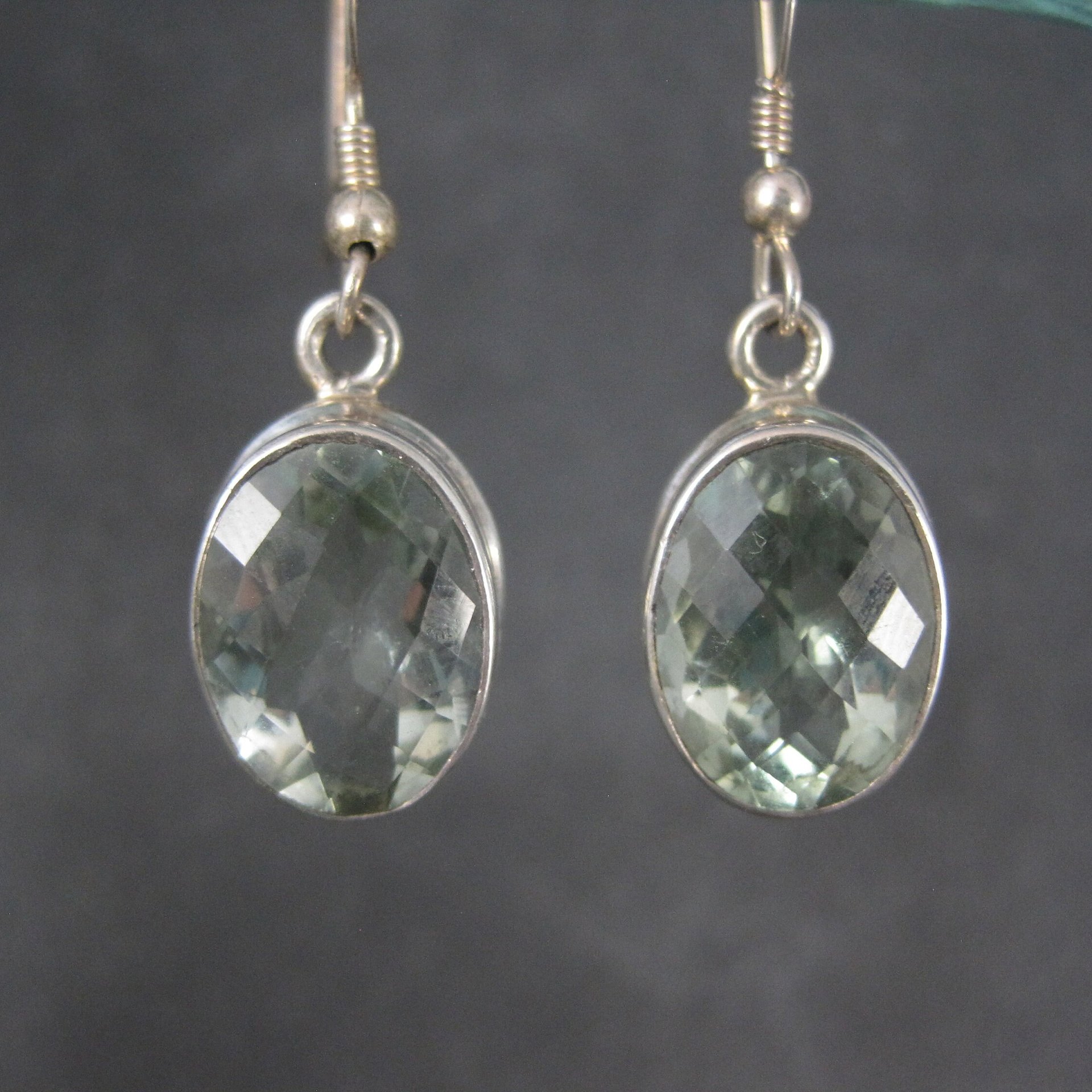 Estate Sterling Green Amethyst Earrings