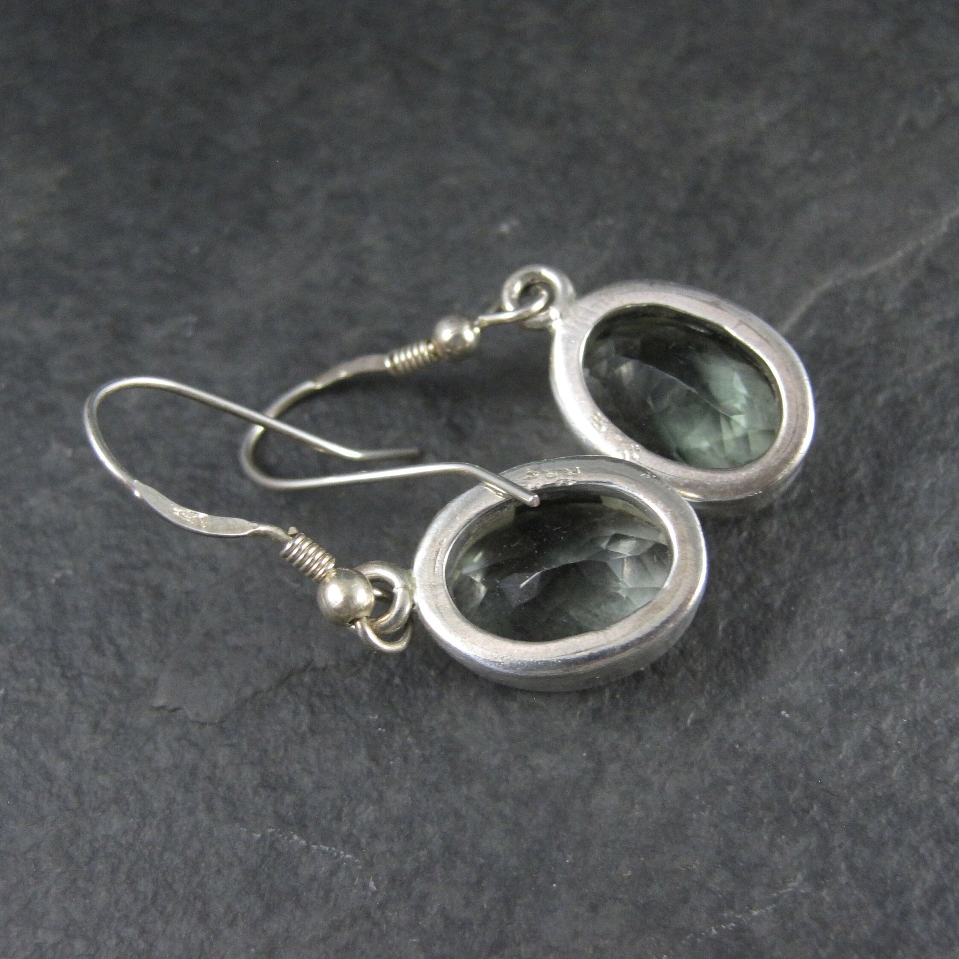 Estate Sterling Green Amethyst Earrings