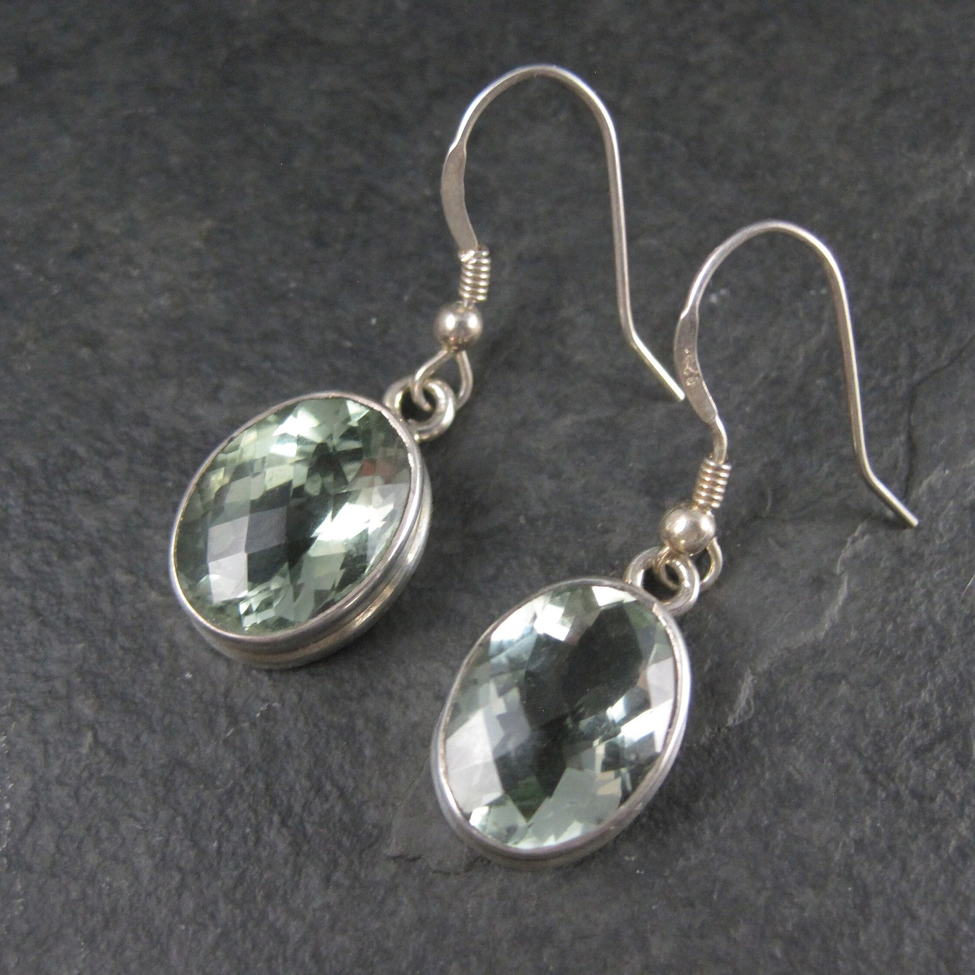 Estate Sterling Green Amethyst Earrings