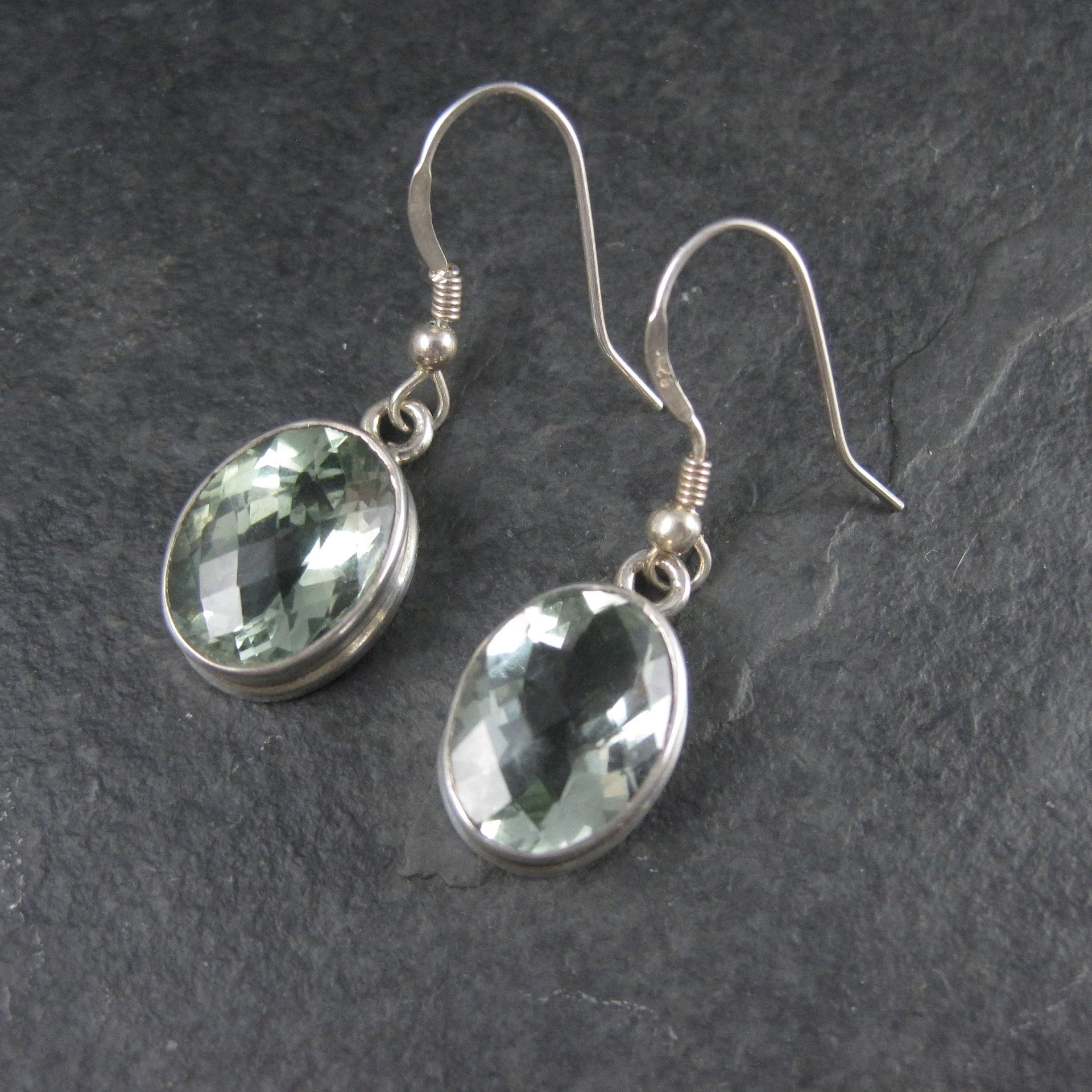 Estate Sterling Green Amethyst Earrings