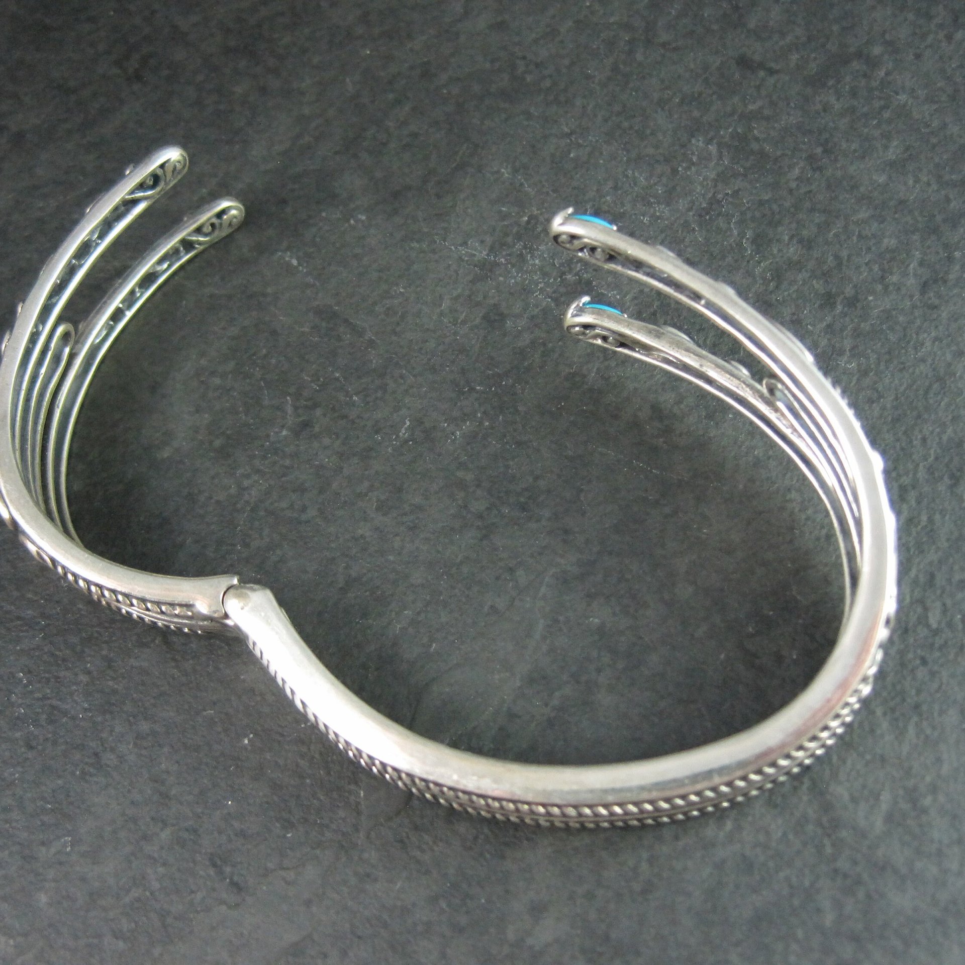 Estate Sterling Turquoise Clamper Bangle Bracelet 6.75 Inches