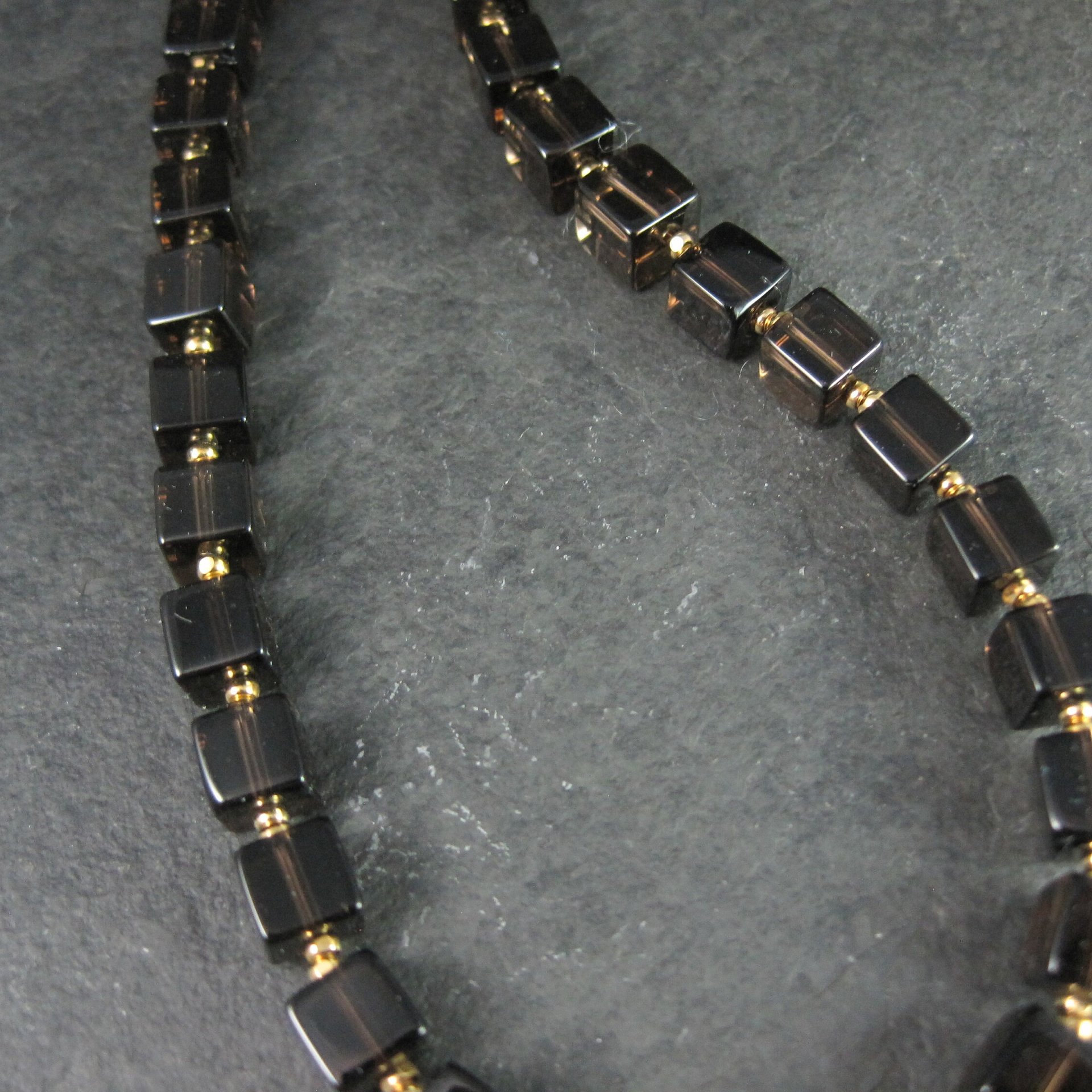 Estate Gold Filled Smoky Quartz Necklace 18.5 Inches Magnetic Clasp