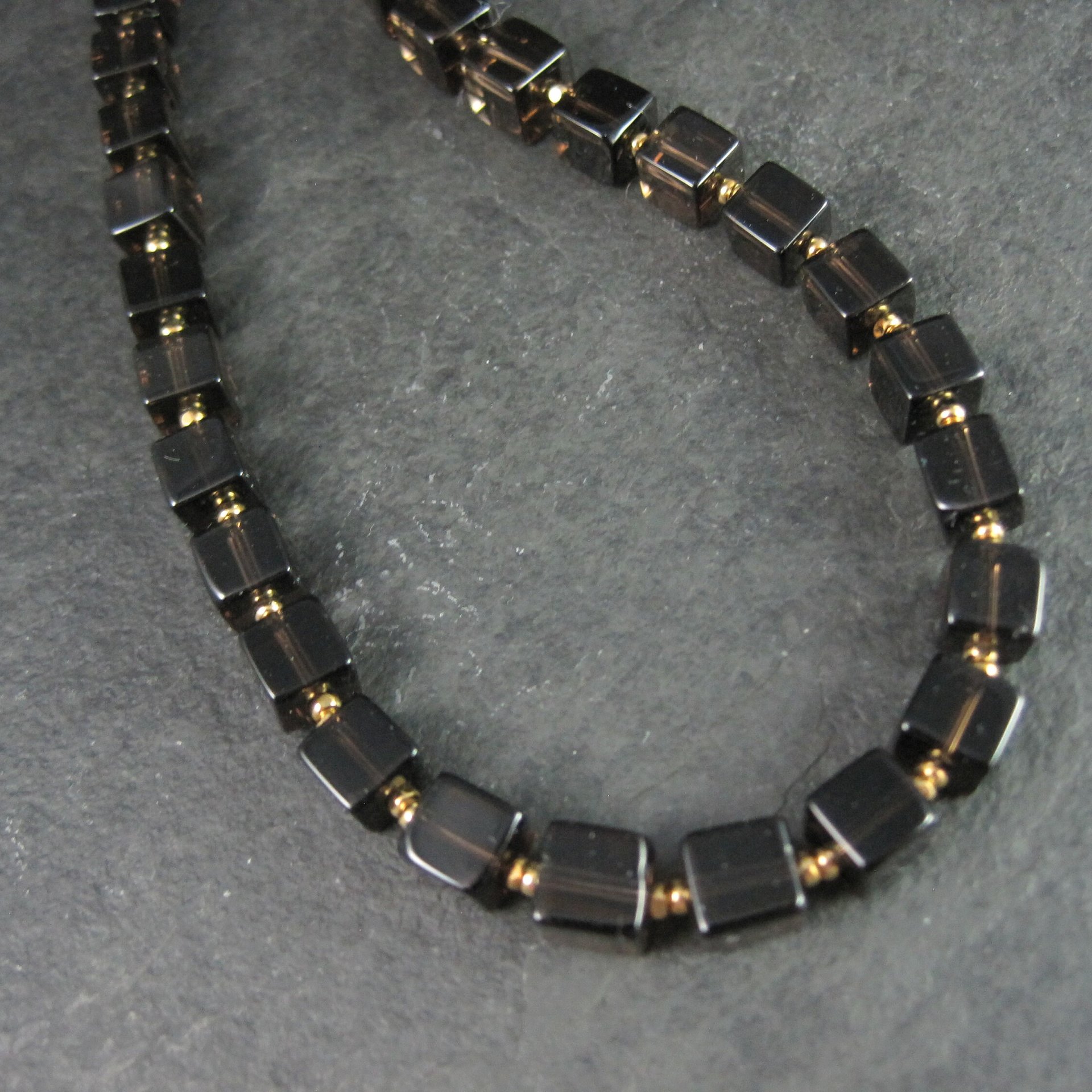 Estate Gold Filled Smoky Quartz Necklace 18.5 Inches Magnetic Clasp