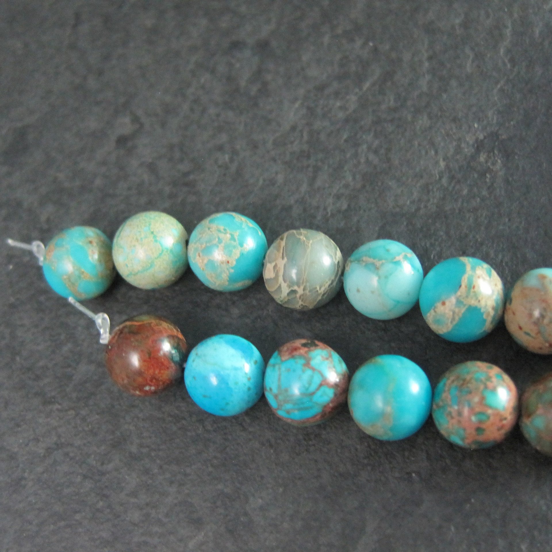 Round 8mm Blue Imperial Jasper Beads