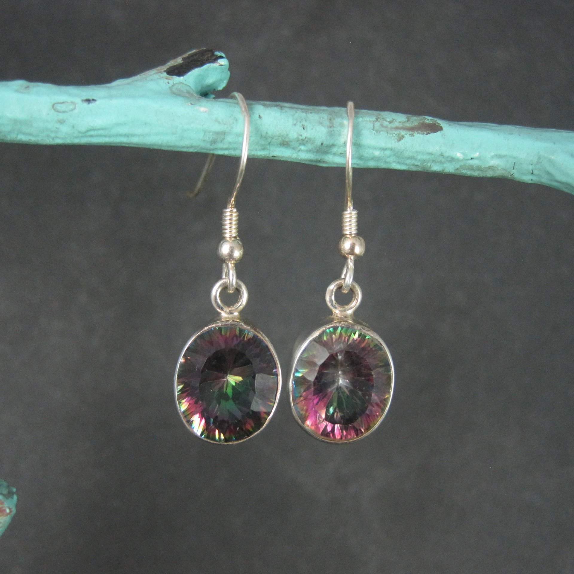 Estate Sterling Mystic Topaz Earrings