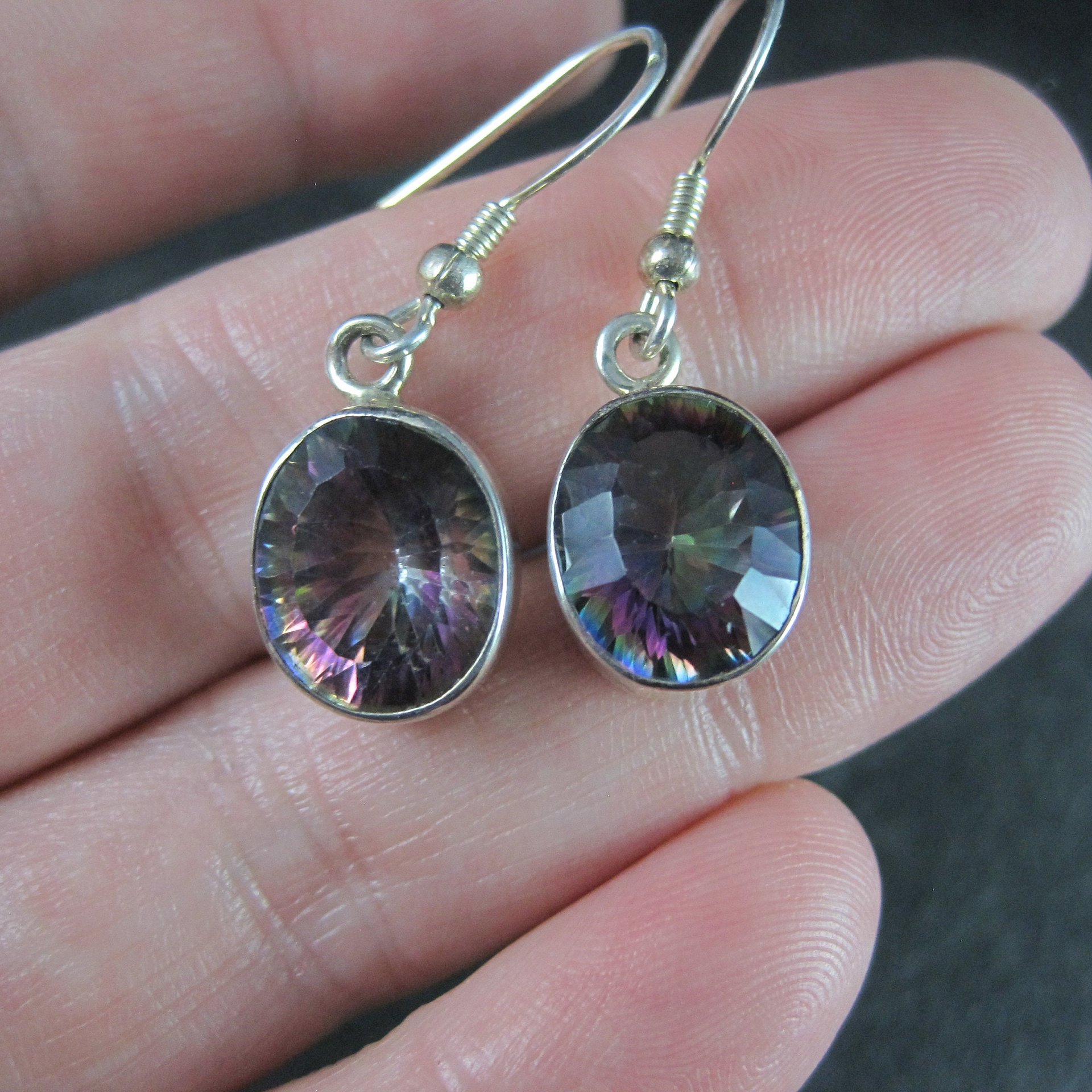 Estate Sterling Mystic Topaz Earrings