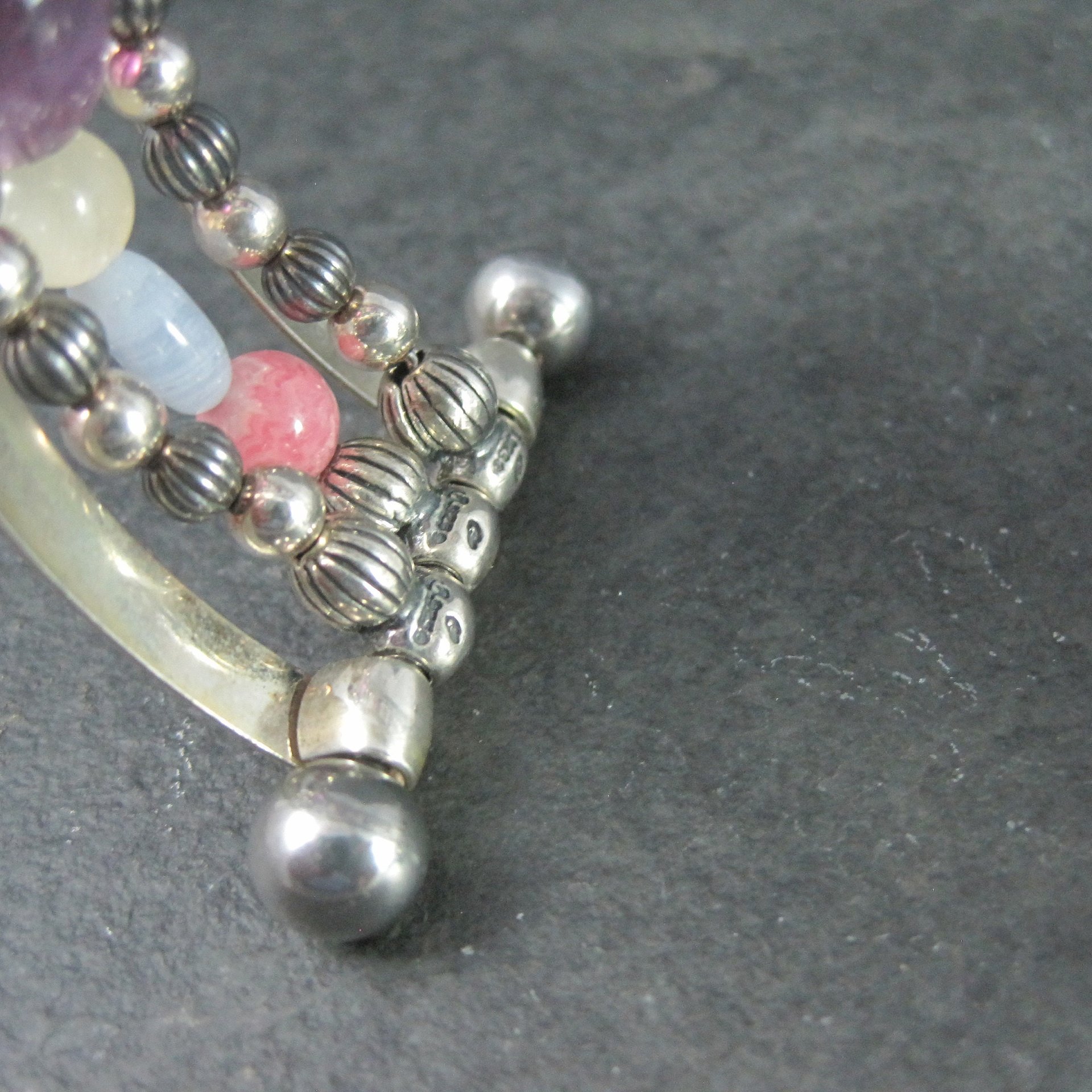 Southwestern Sterling 5 Strand Gemstone Cuff Bracelet