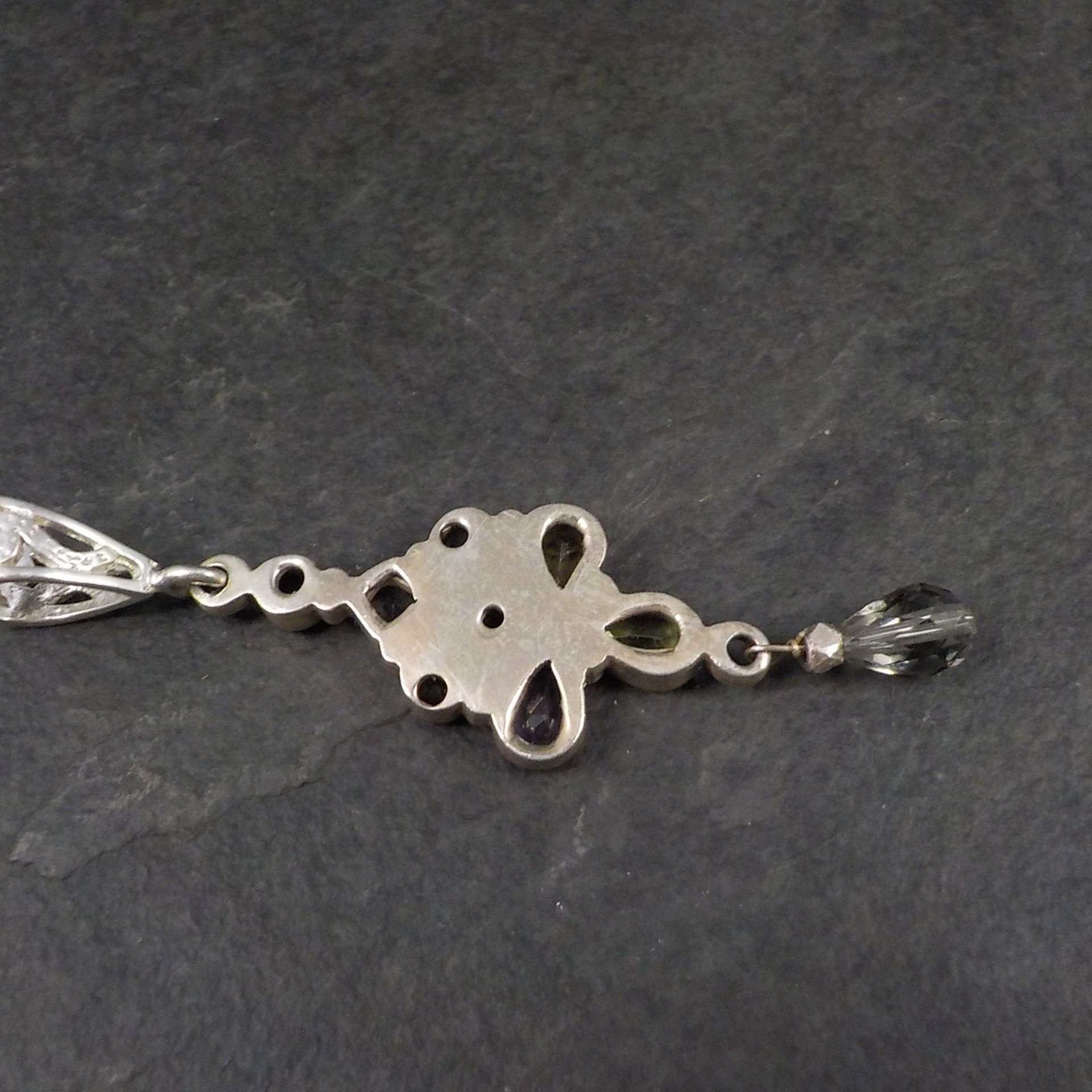 Long Estate Sterling Gemstone Pendant