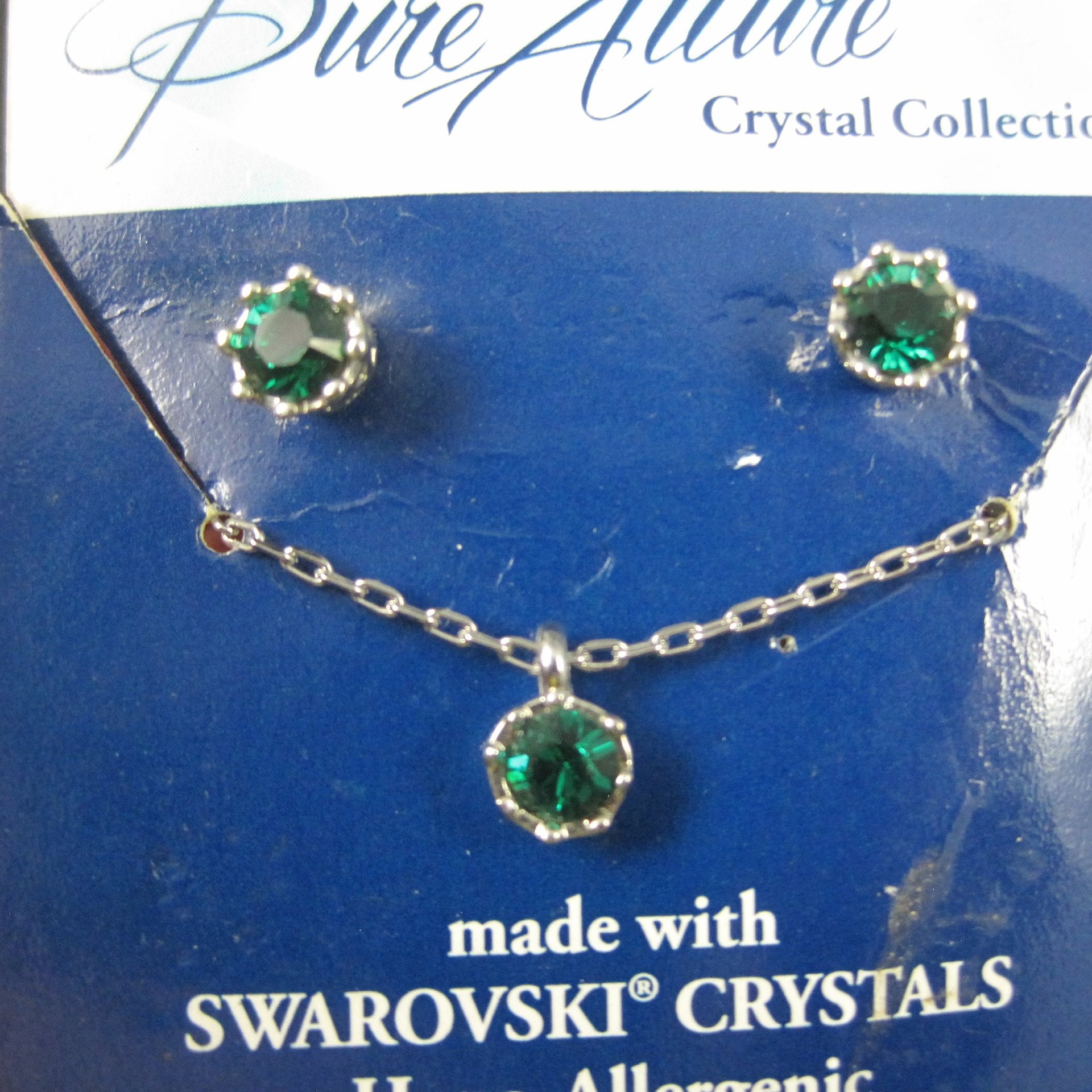Estate May Birthstone Crystal Earrings Necklace Jewelry Set Pure Allure Crystal Collections