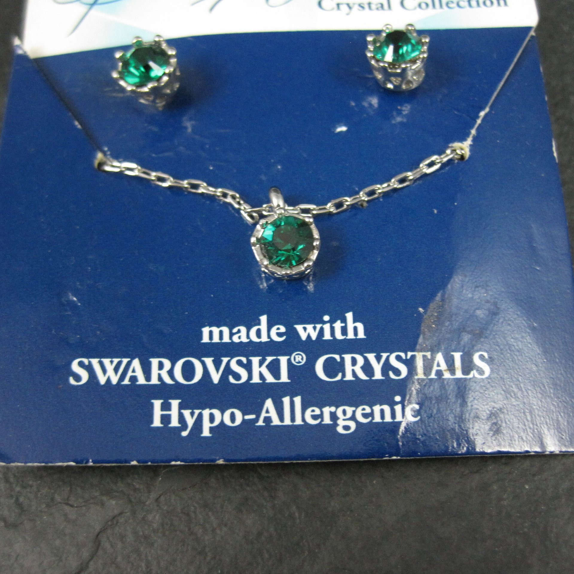 Estate May Birthstone Crystal Earrings Necklace Jewelry Set Pure Allure Crystal Collections
