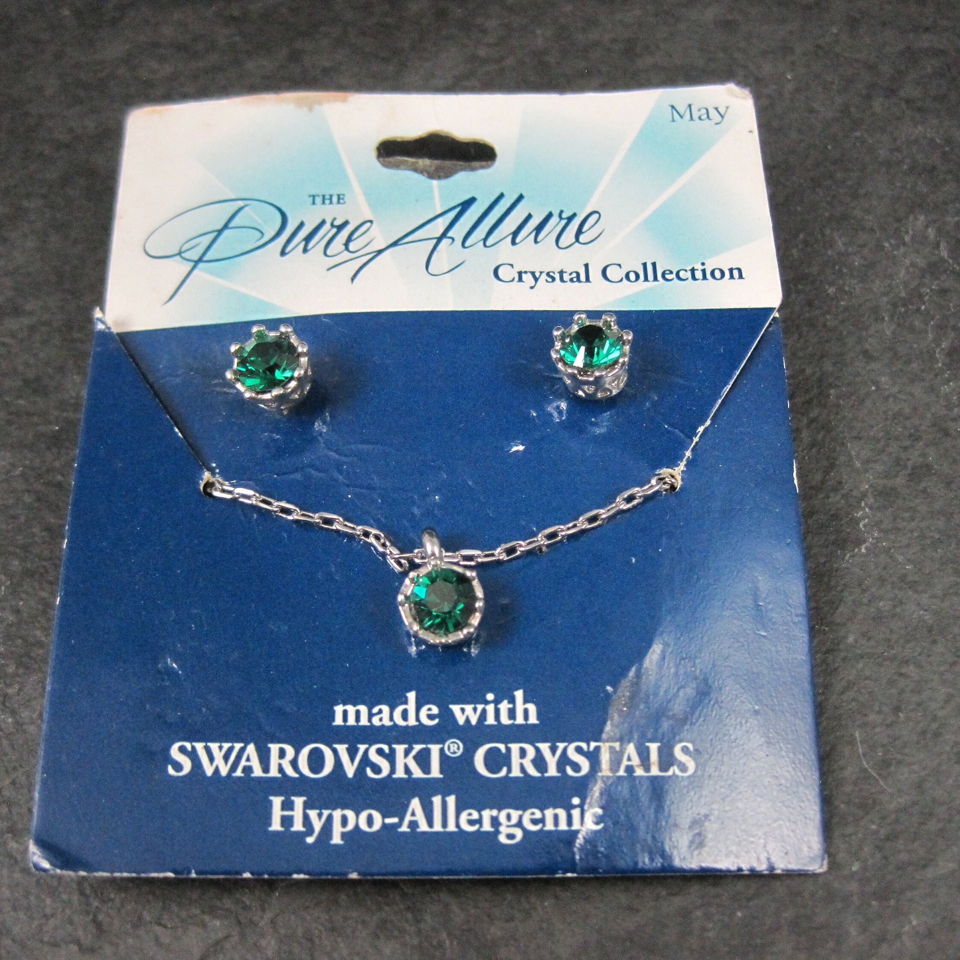 Estate May Birthstone Crystal Earrings Necklace Jewelry Set Pure Allure Crystal Collections