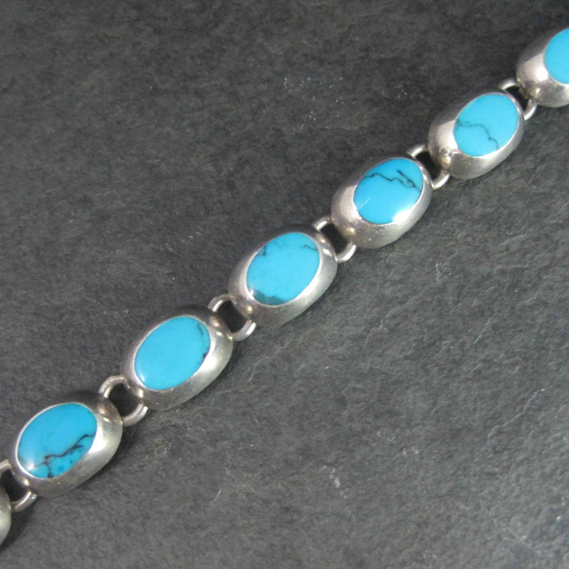 Mexican Sterling Faux Turquoise Bracelet 7.5 Inches