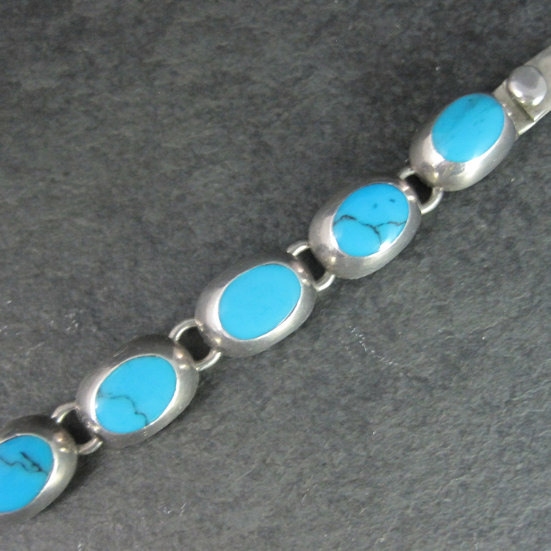Mexican Sterling Faux Turquoise Bracelet 7.5 Inches