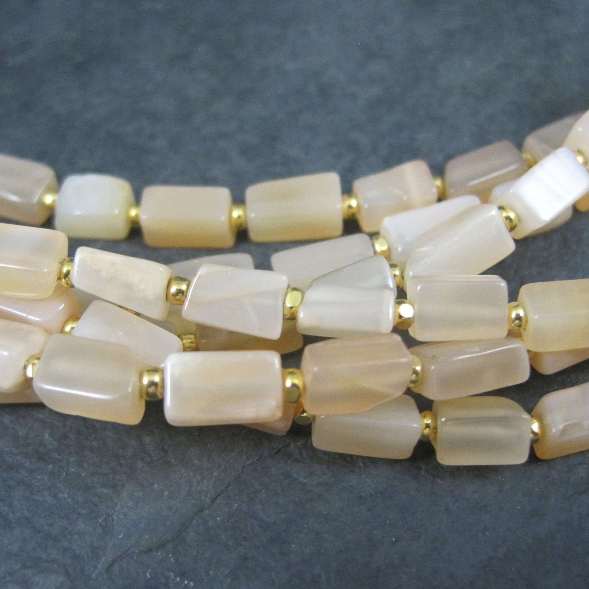 Vintage 6 Strand Peach Moonstone Necklace