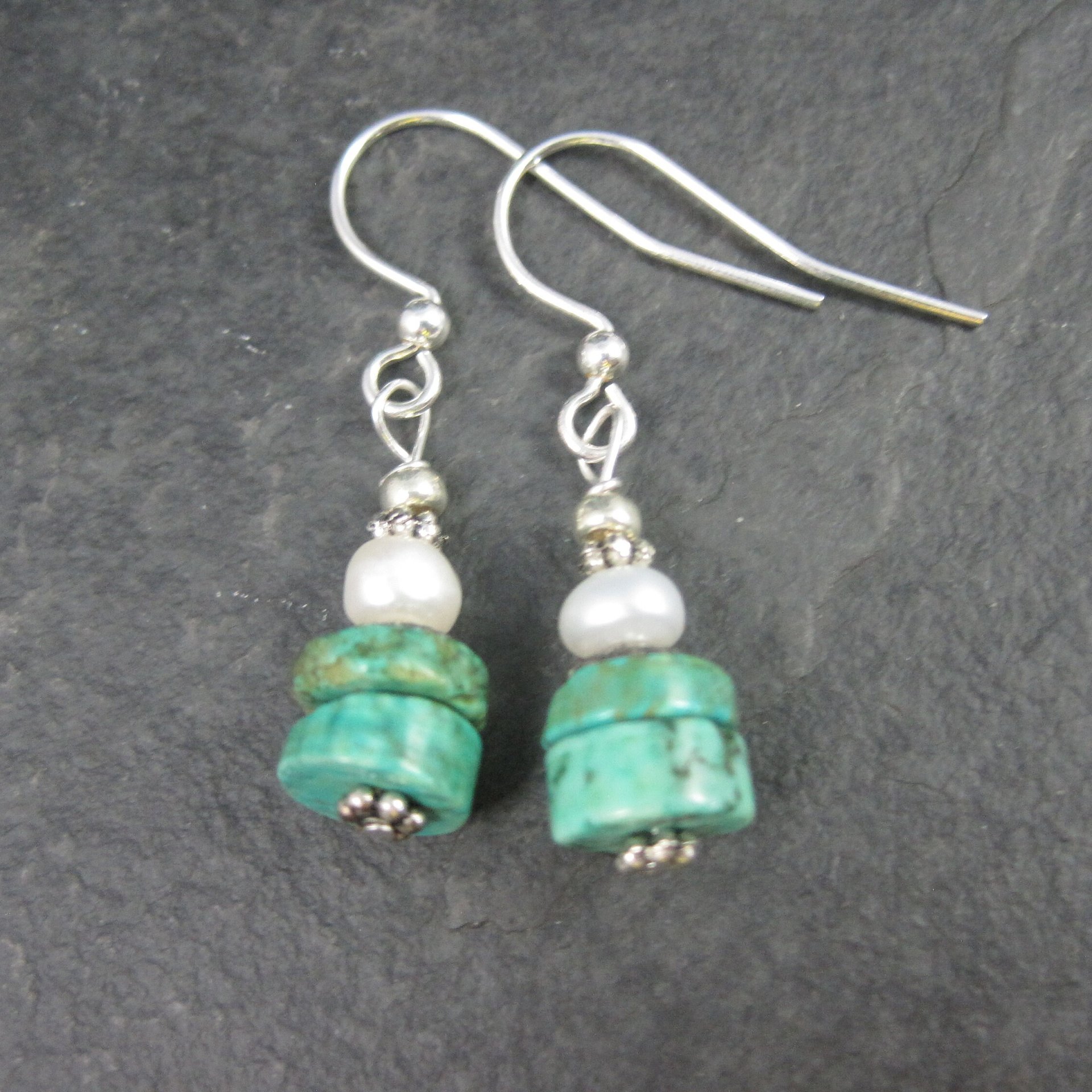 Simple Turquoise and Pearl Earrings