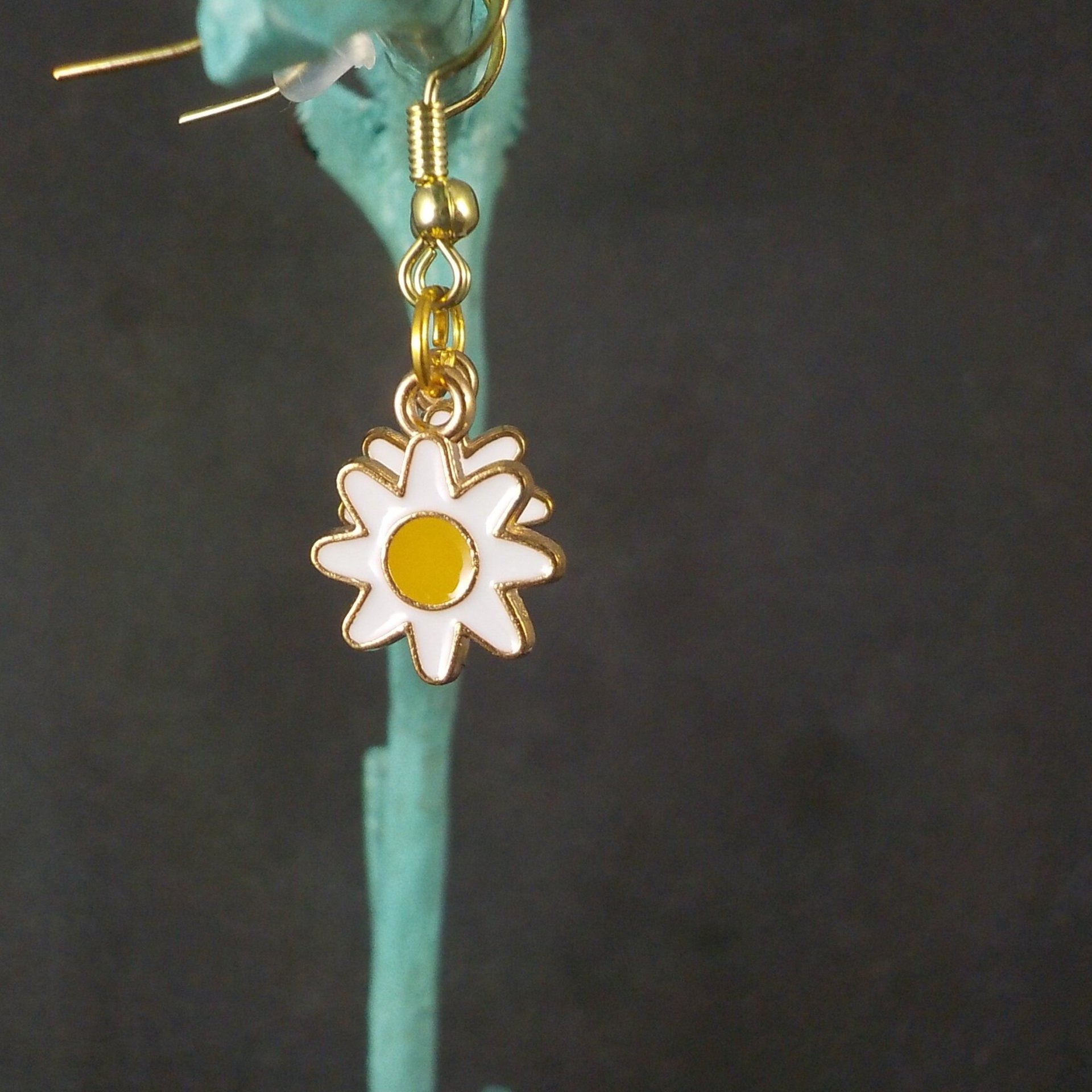Vermeil Sterling Enamel Daisy Earrings