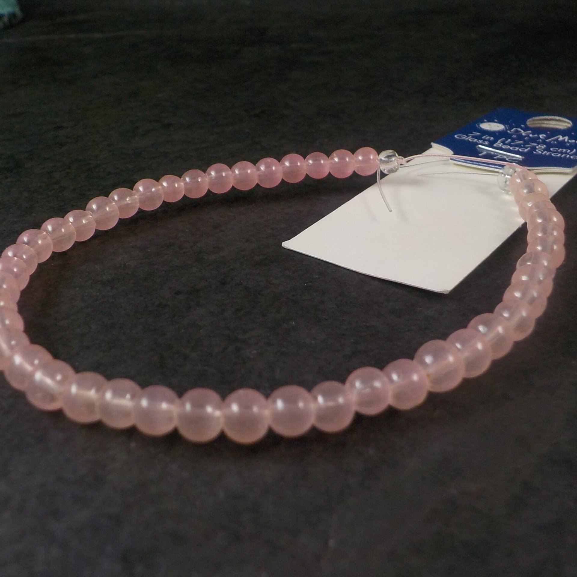 Round 4mm Pink Glass Beads 7" Blue Moon Beads
