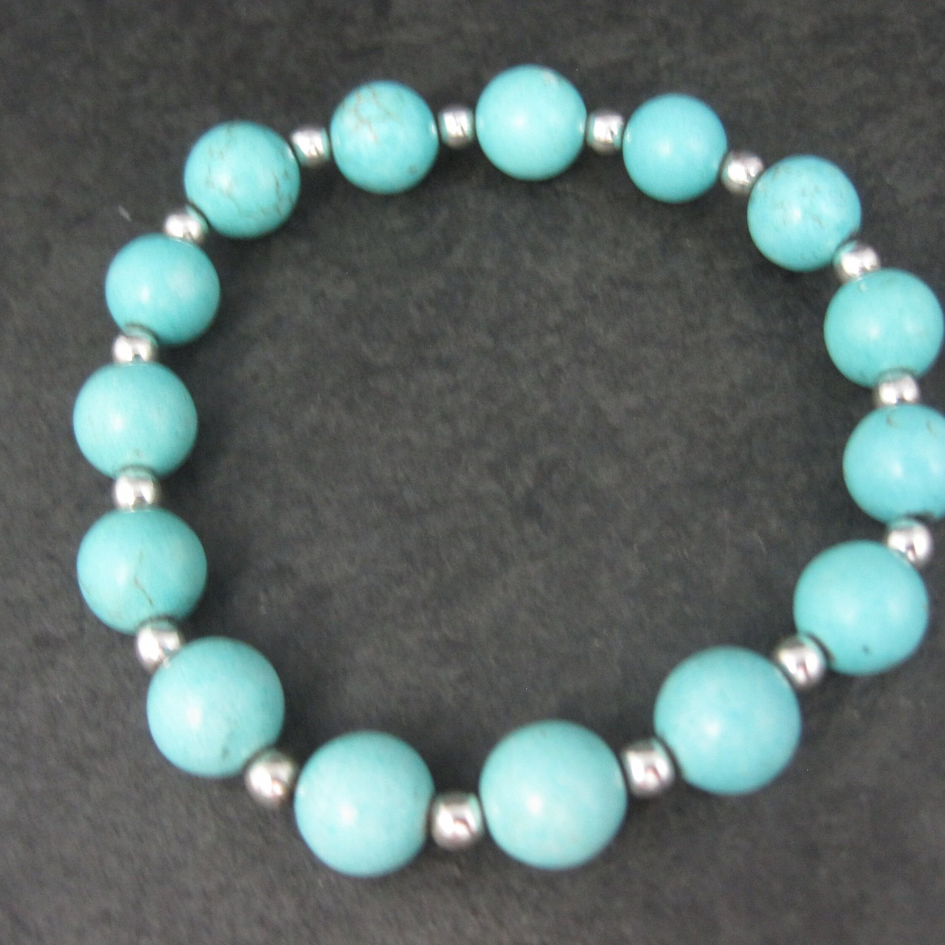 Destash Lot of 3 Howlite Turquoise Stretch Bead Bracelets