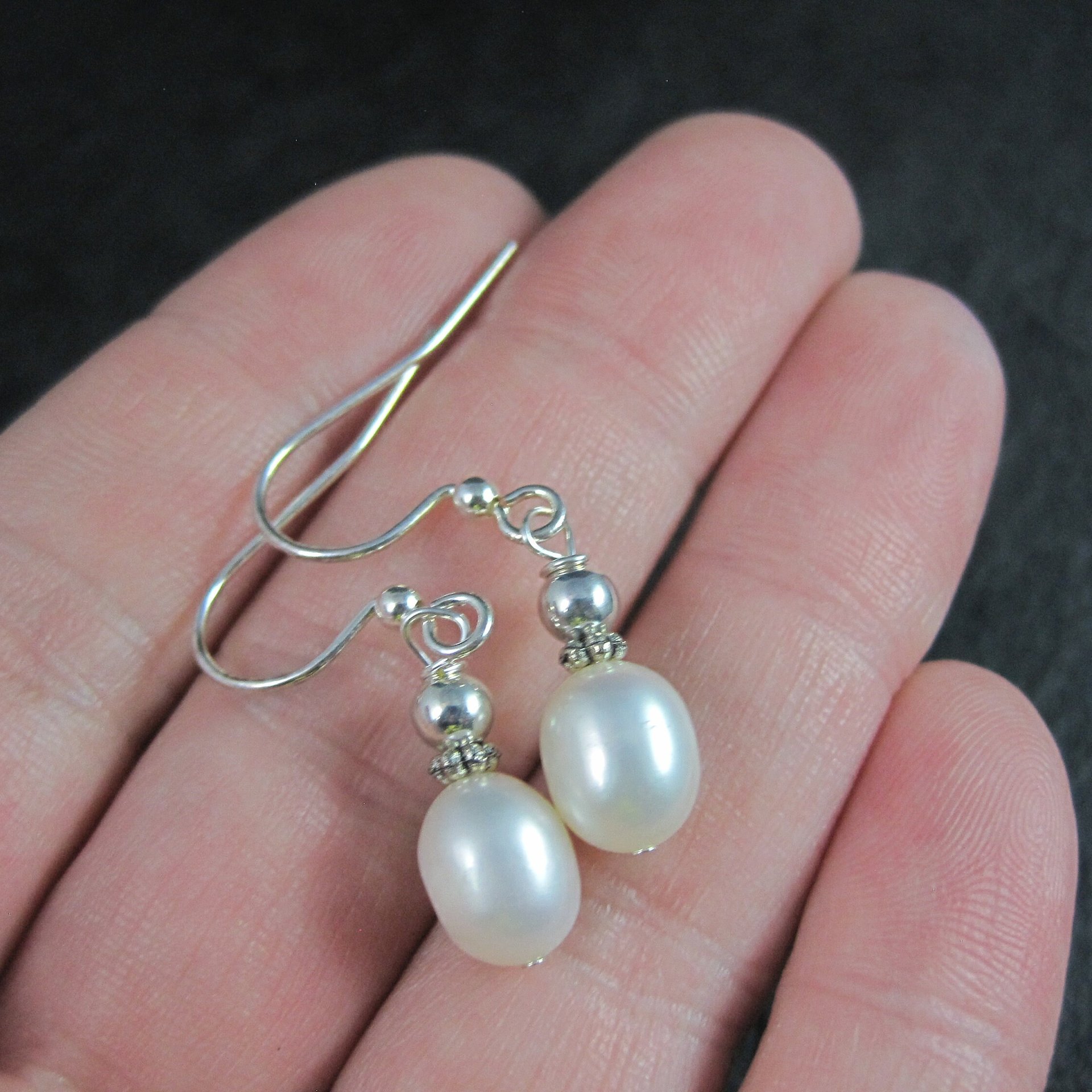 Simple Silver Plated Pearl Earrings