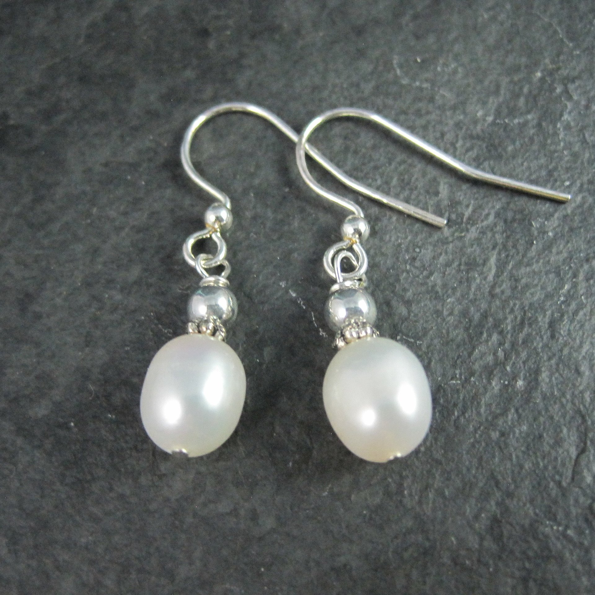 Simple Silver Plated Pearl Earrings