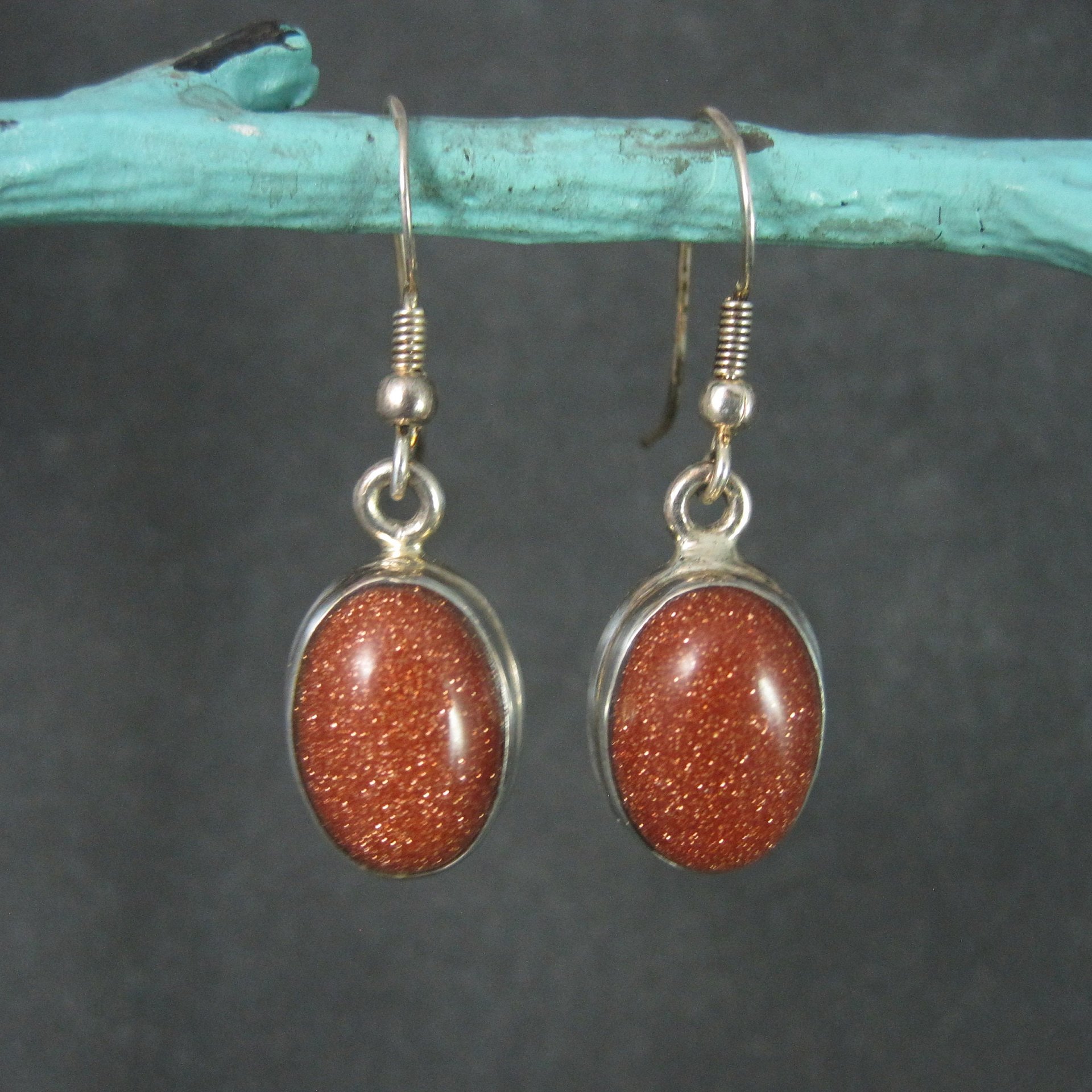 Estate Sterling Goldstone Earrings