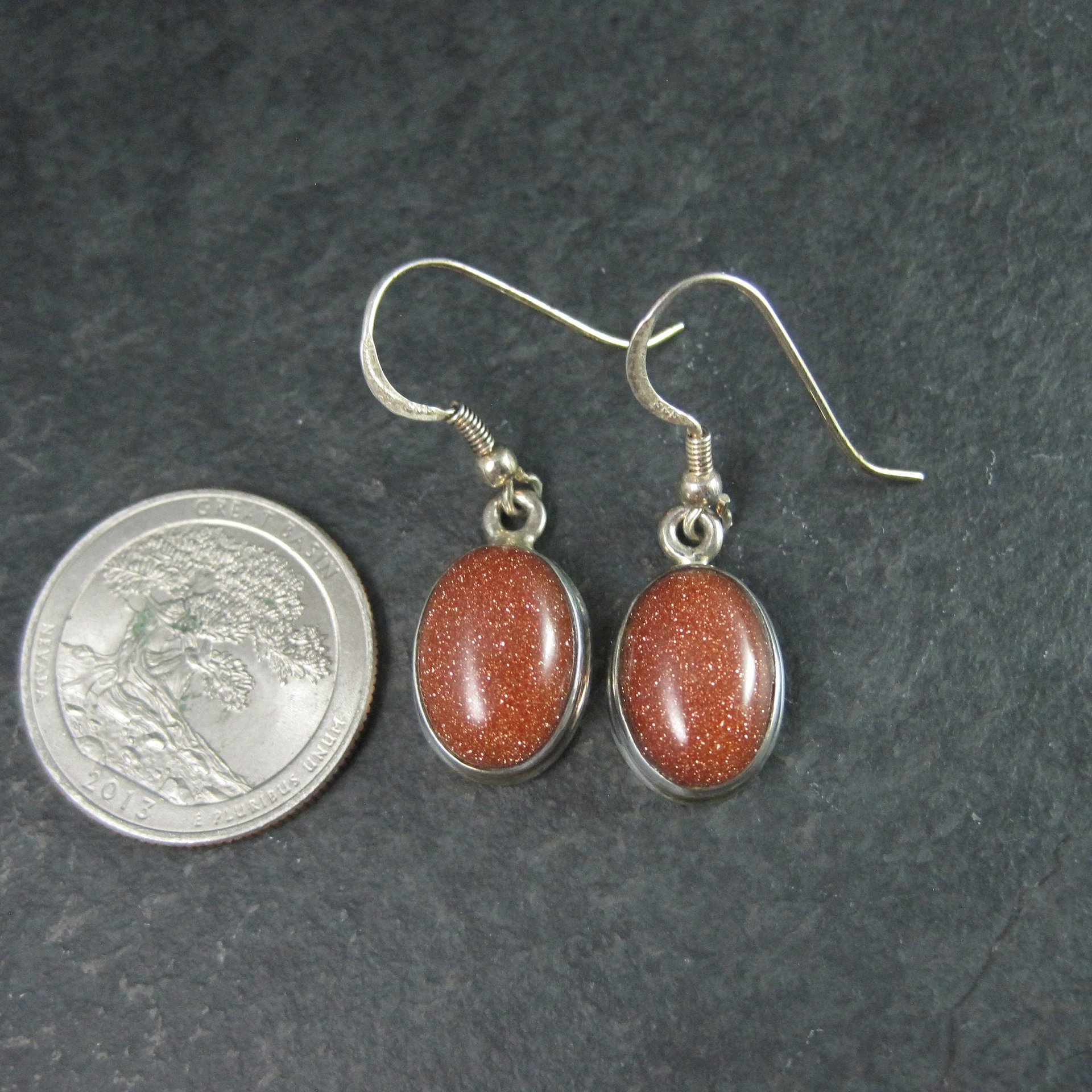 Estate Sterling Goldstone Earrings