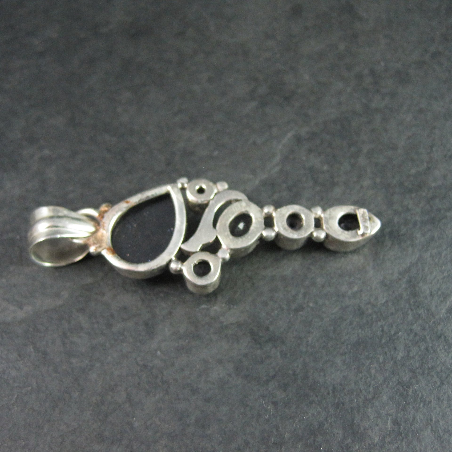 Estate Sterling Blue Goldstone Amethyst Pearl Pendant