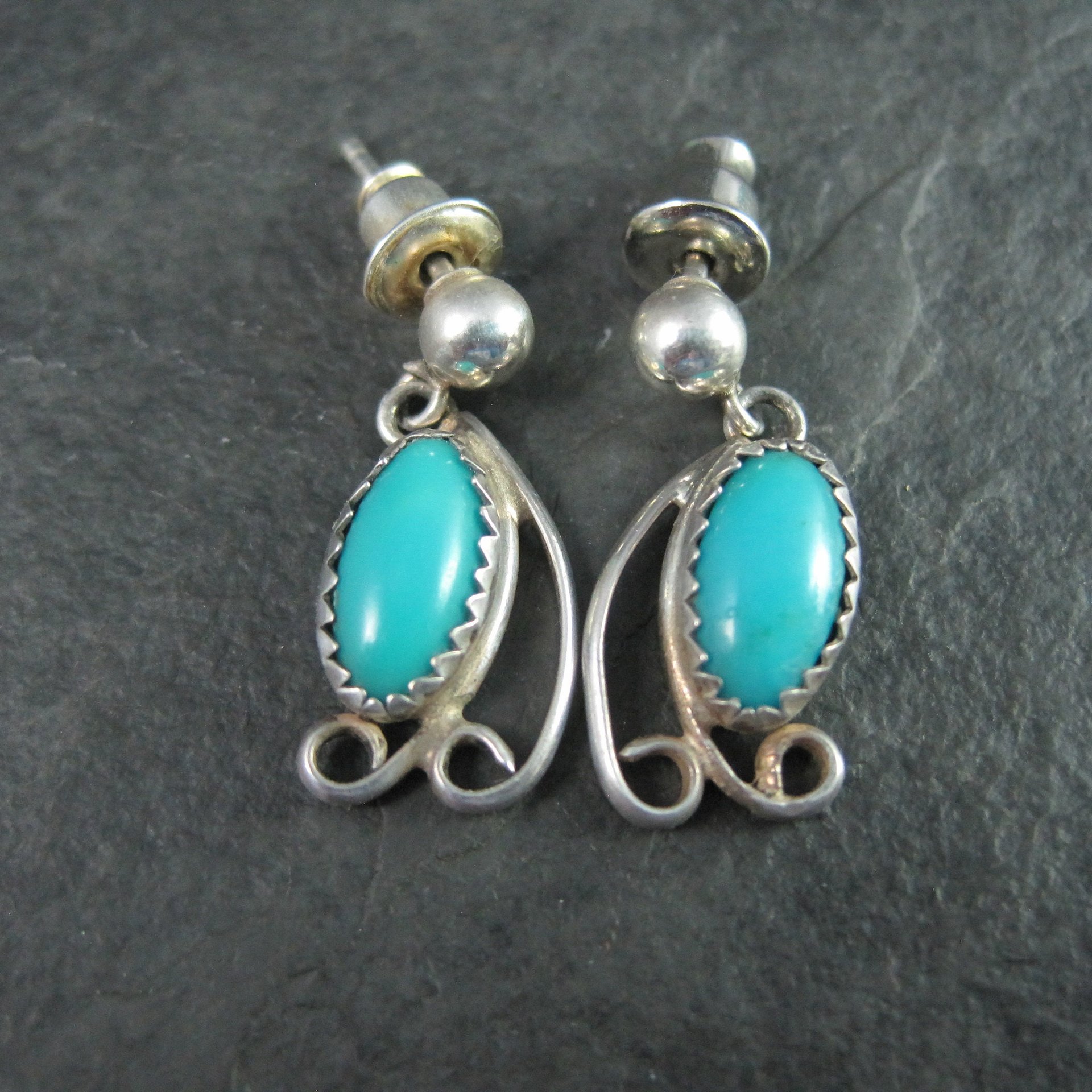 Dainty Southwestern Estate Sterling Turquoise Earrings