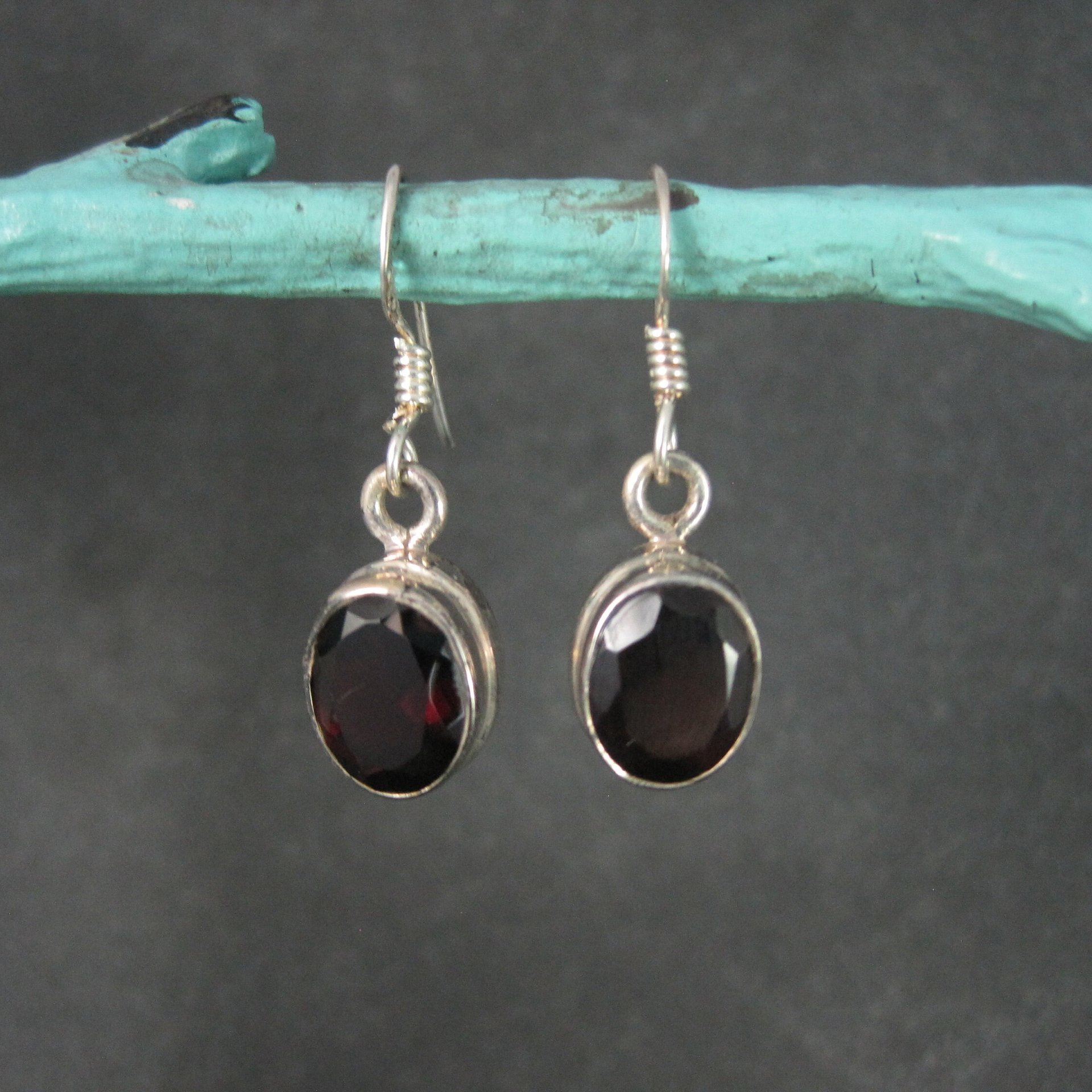 Estate Sterling Garnet Earrings