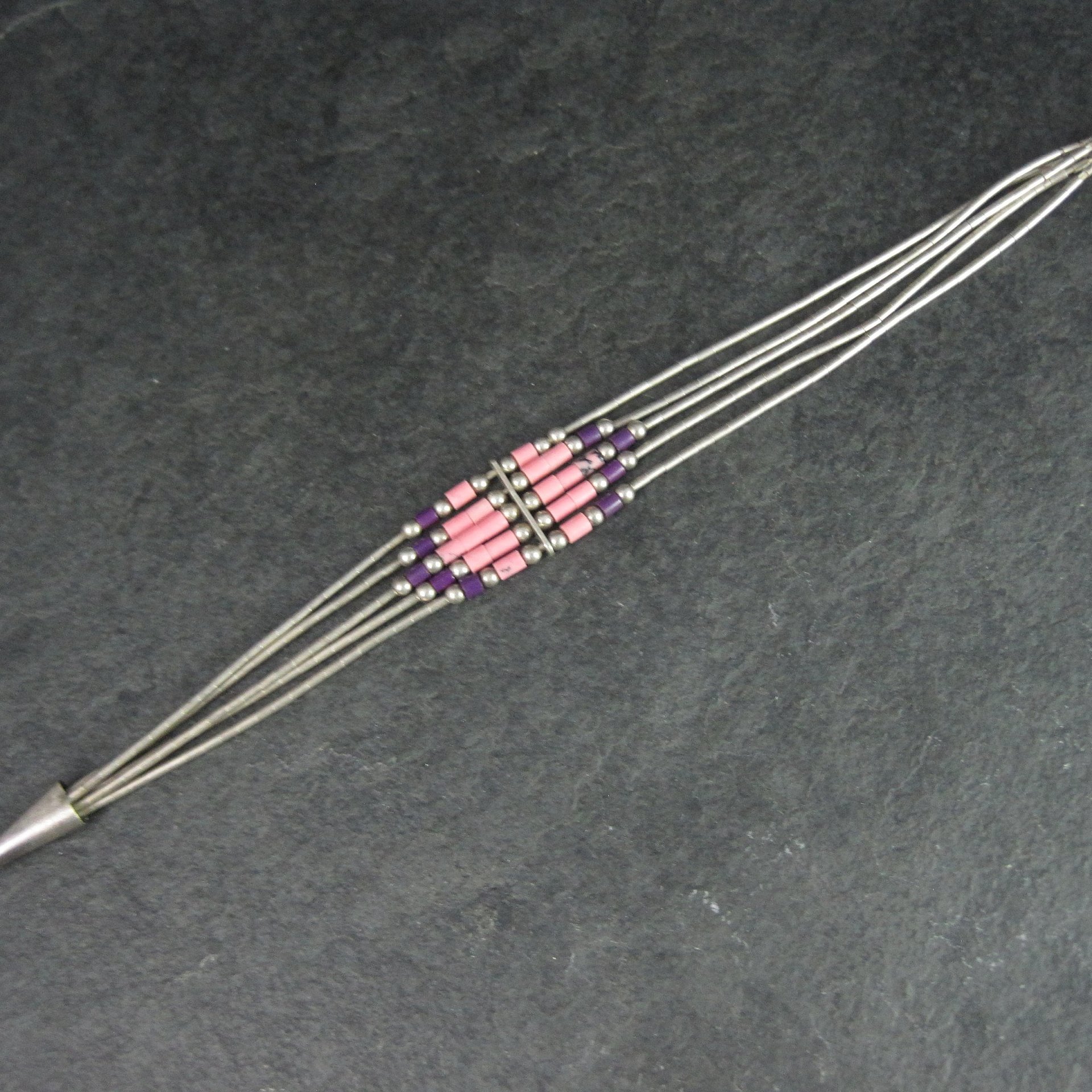 Southwestern Liquid Silver Sugilite Rhodochrosite Bracelet 7 Inches