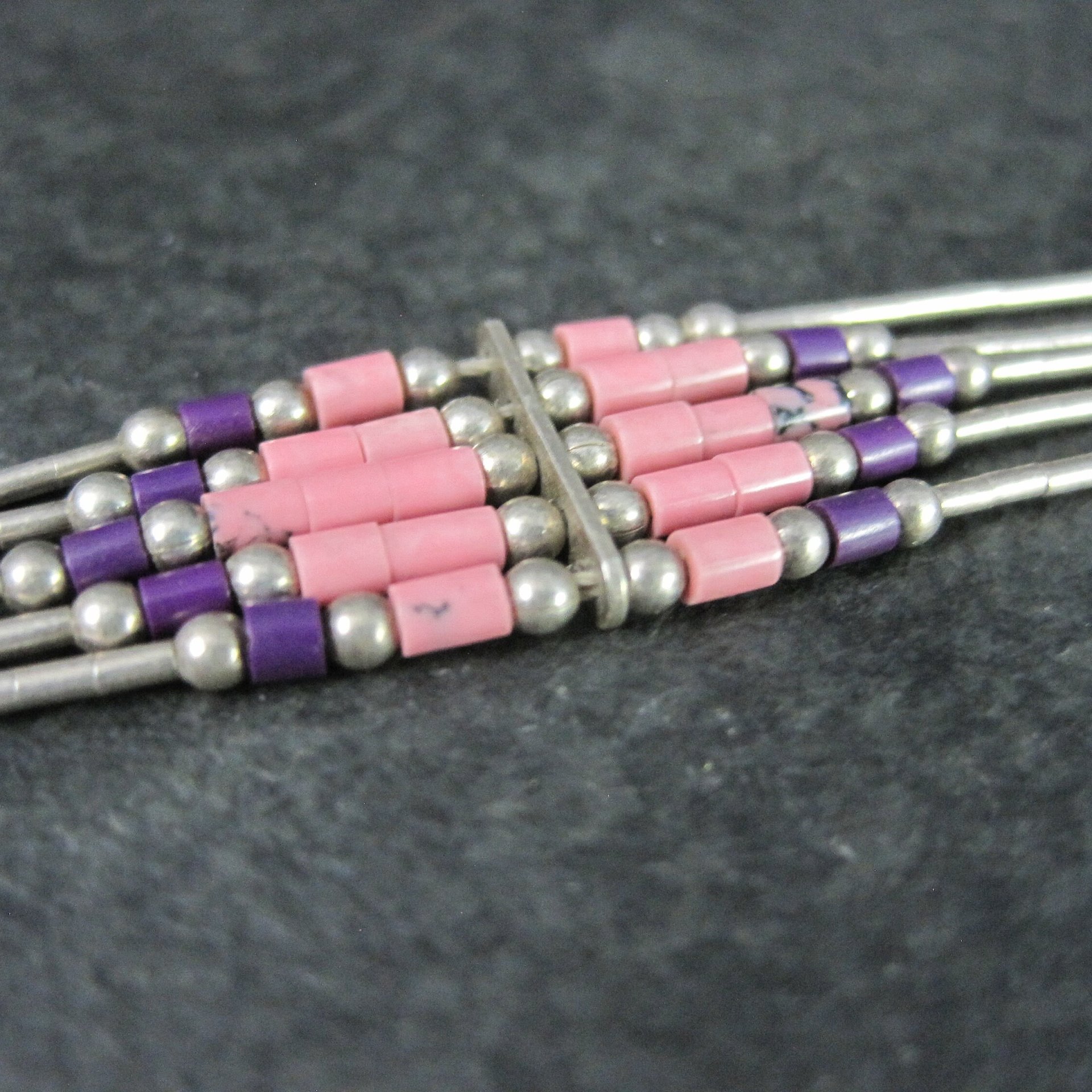 Southwestern Liquid Silver Sugilite Rhodochrosite Bracelet 7 Inches