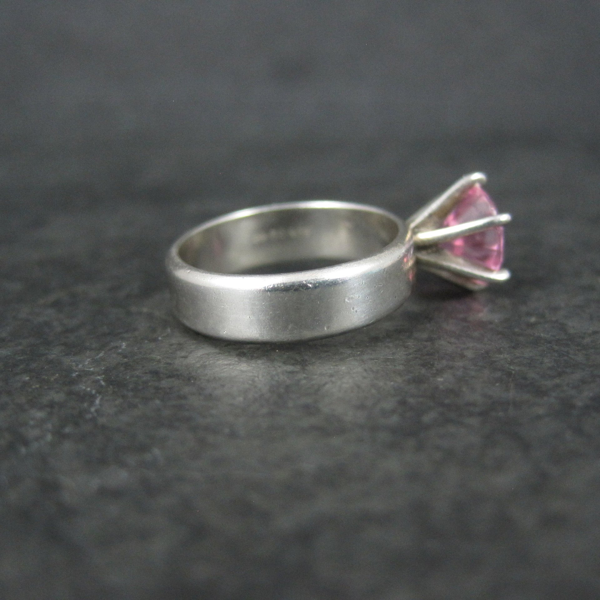90s Sterling Pink Cz Solitaire Ring Size 5