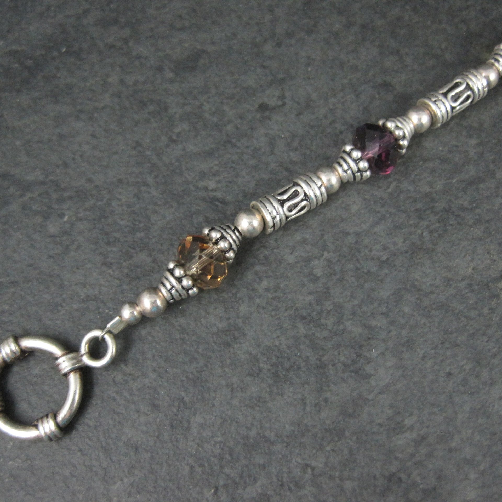 Sterling Crystal Toggle Bracelet 7.5 Inches