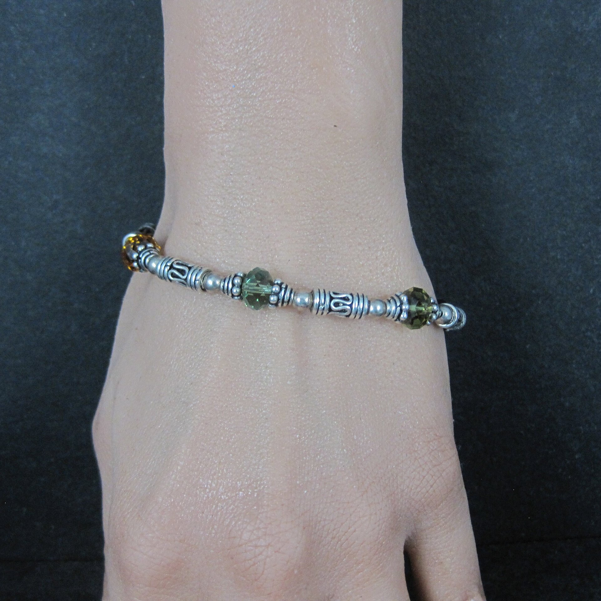 Sterling Crystal Toggle Bracelet 7.5 Inches