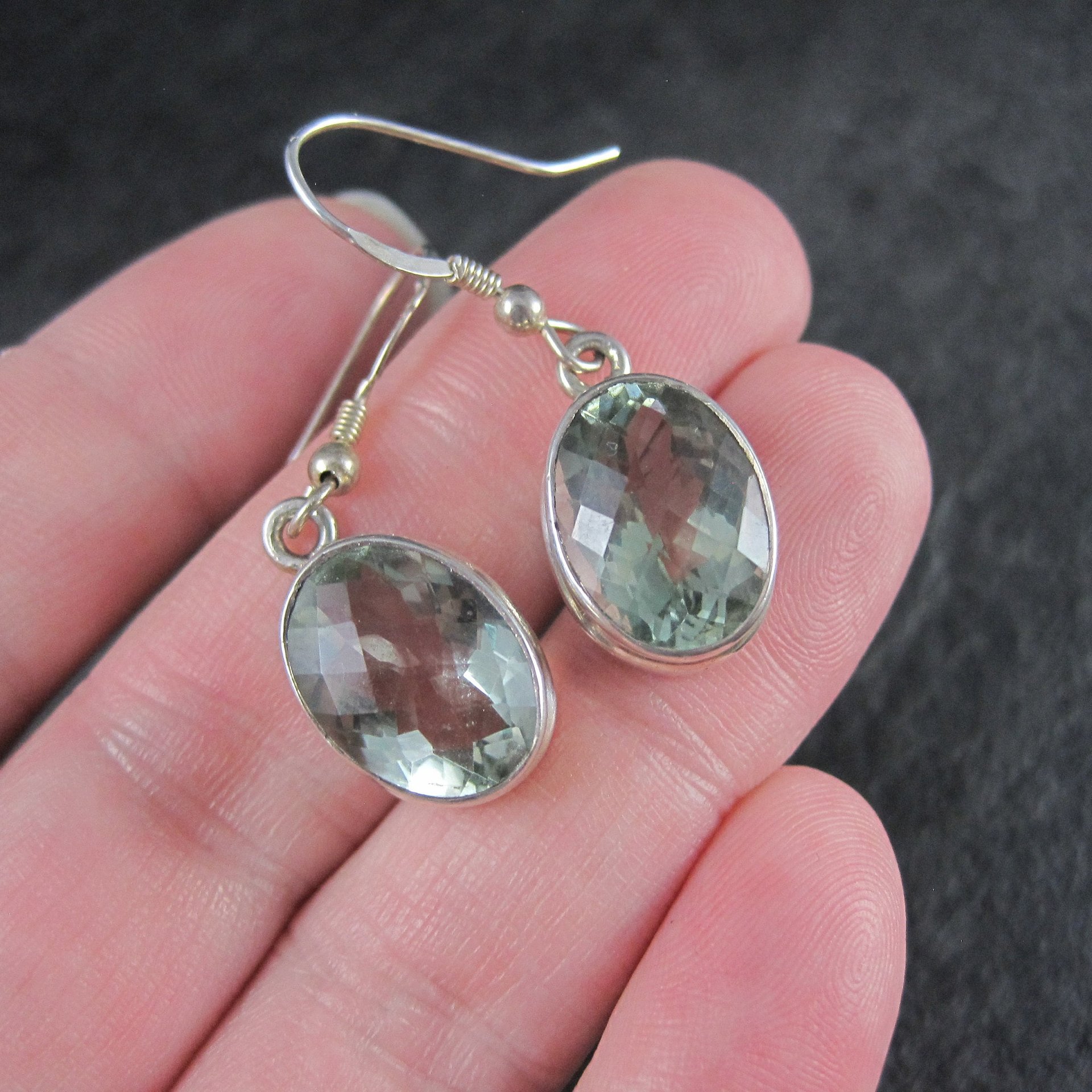 Estate Sterling Green Amethyst Earrings