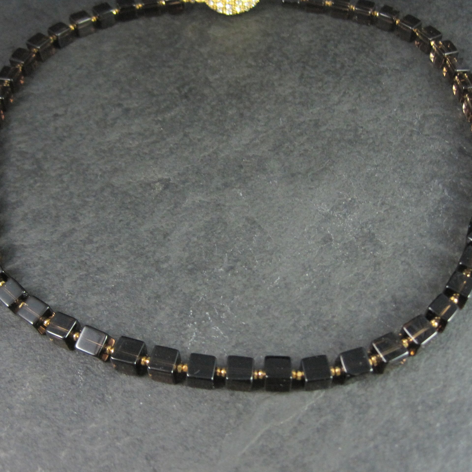 Estate Gold Filled Smoky Quartz Necklace 18.5 Inches Magnetic Clasp
