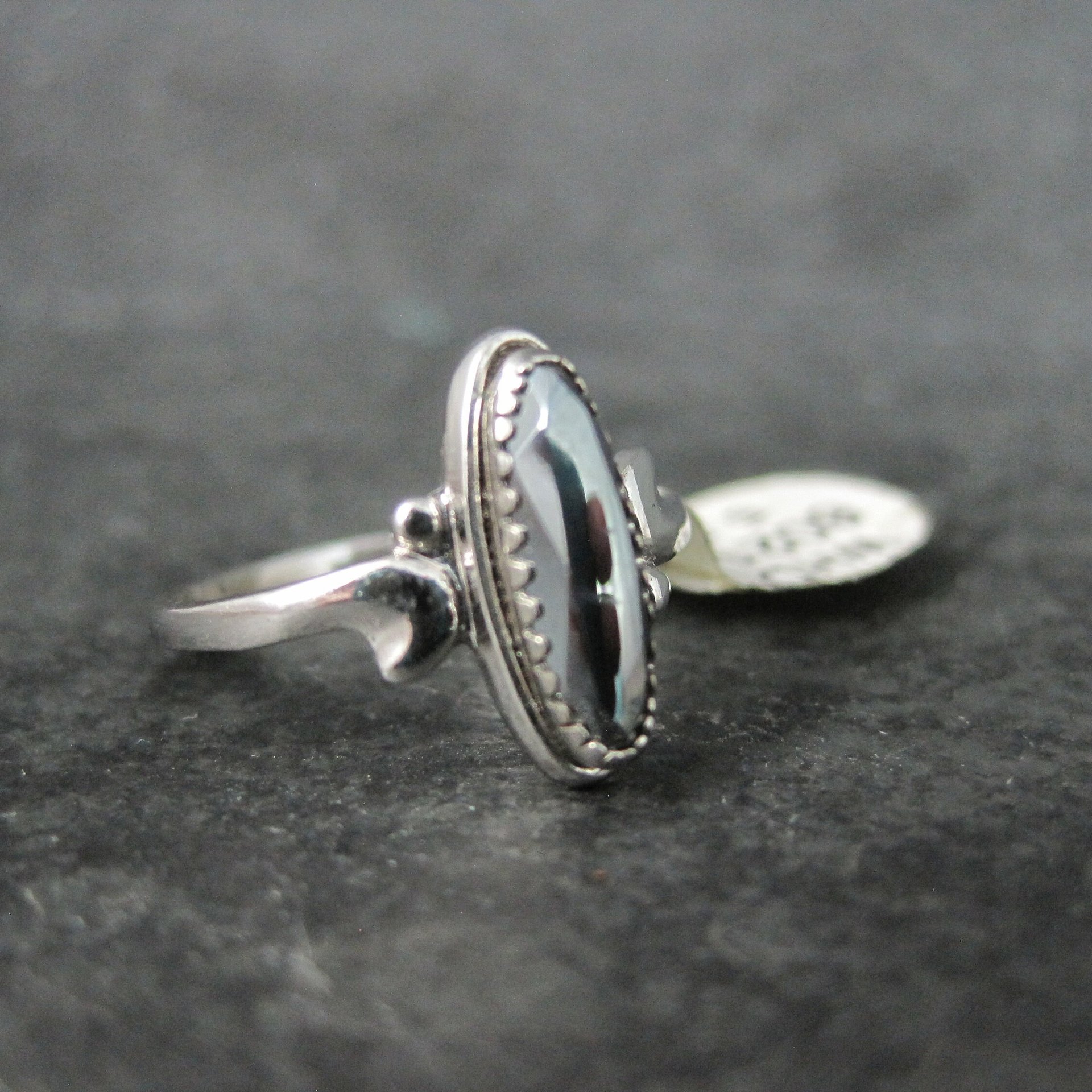 Dainty Sterling Hematite Ring Sizes 5 and 5.5