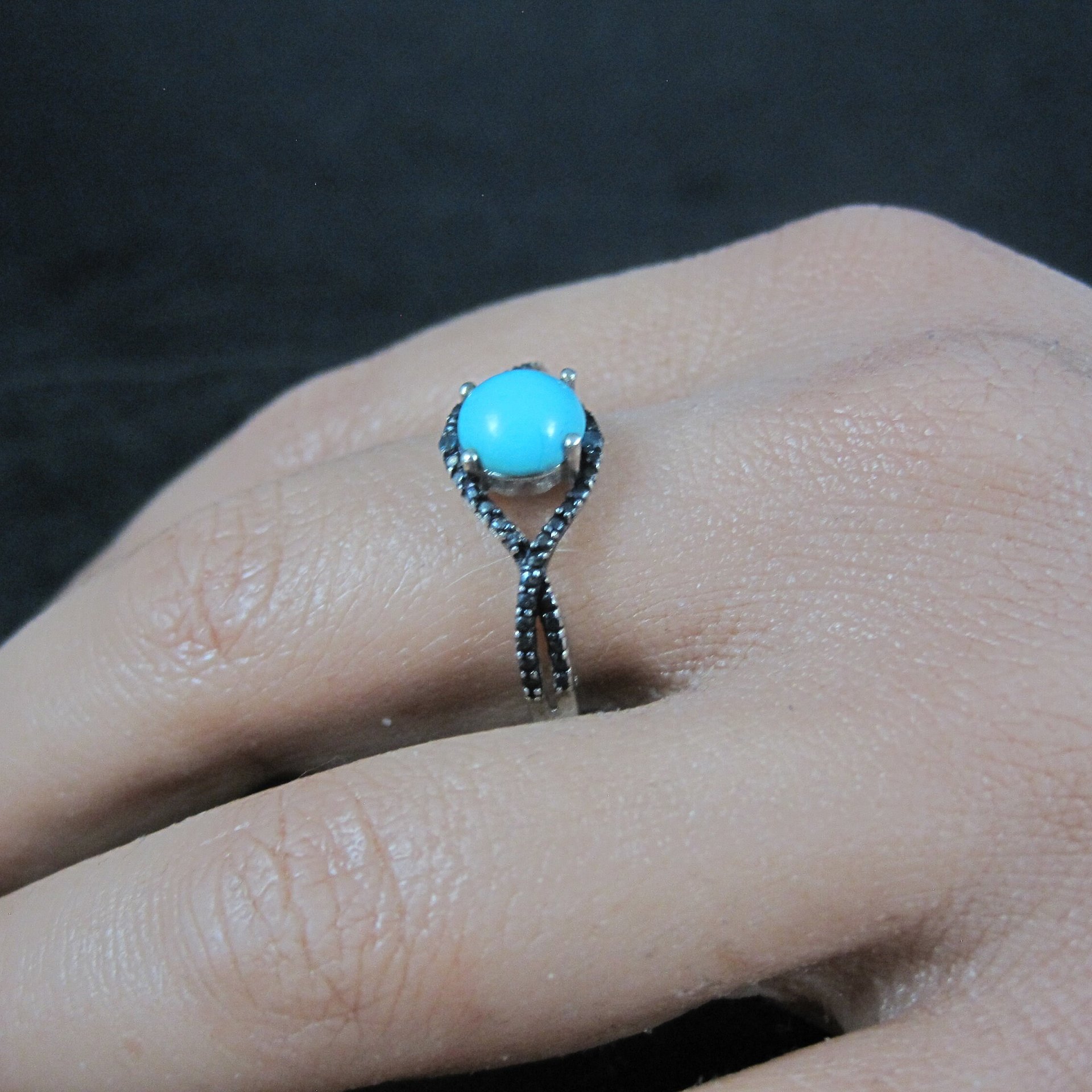 Vintage Sterling Turquoise Diamond Ring Size 10 Chuck Clemency