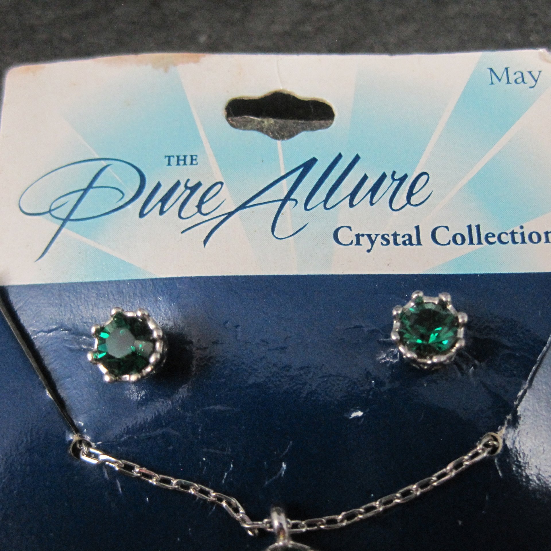 Estate May Birthstone Crystal Earrings Necklace Jewelry Set Pure Allure Crystal Collections