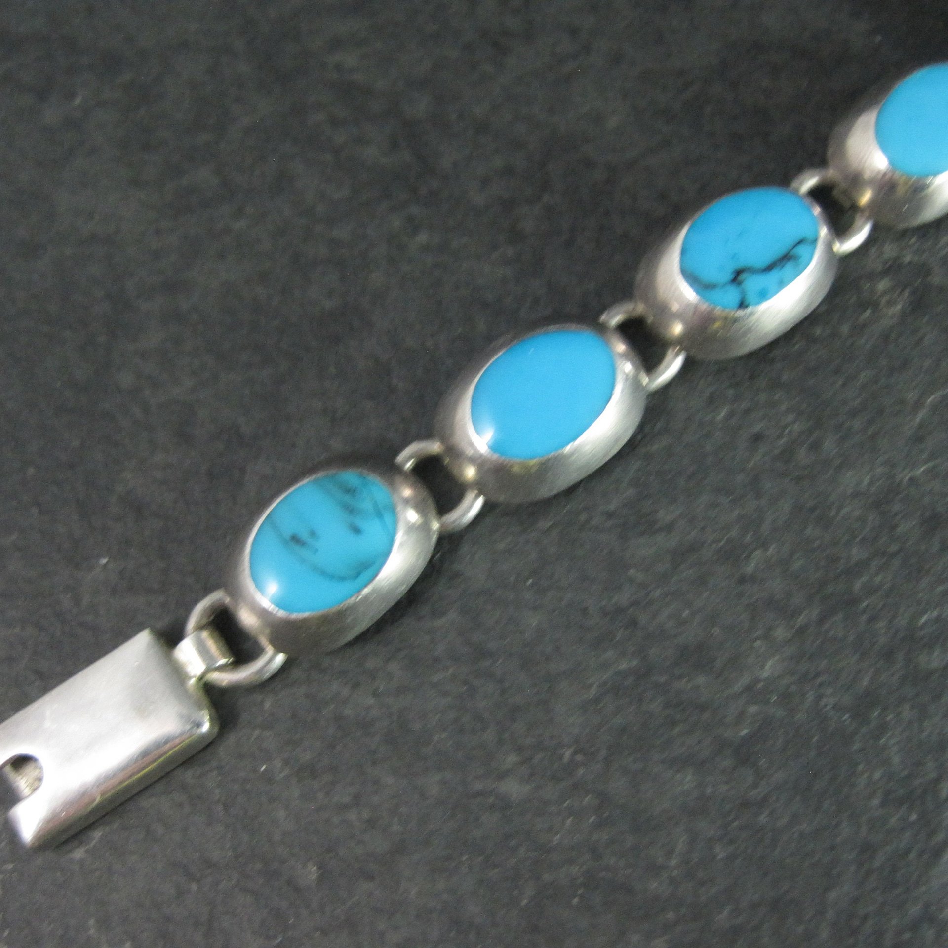 Mexican Sterling Faux Turquoise Bracelet 7.5 Inches