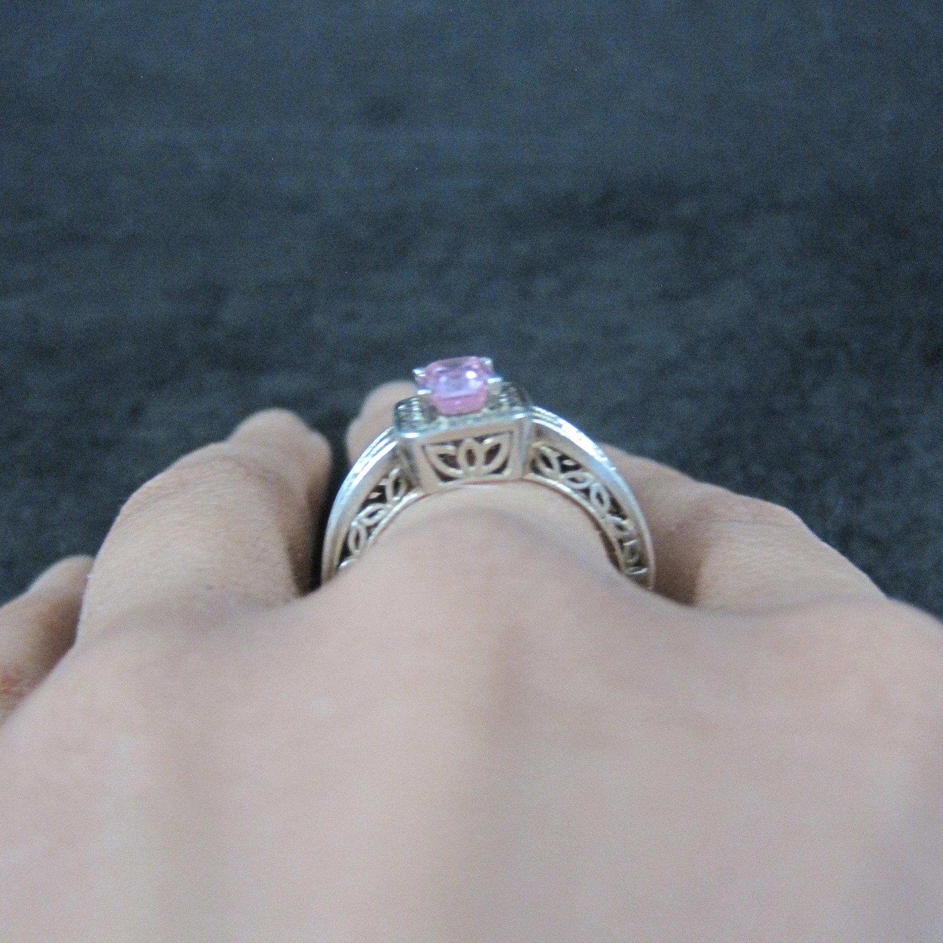 Vintage Sterling Pink Cz Cocktail Ring Size 8