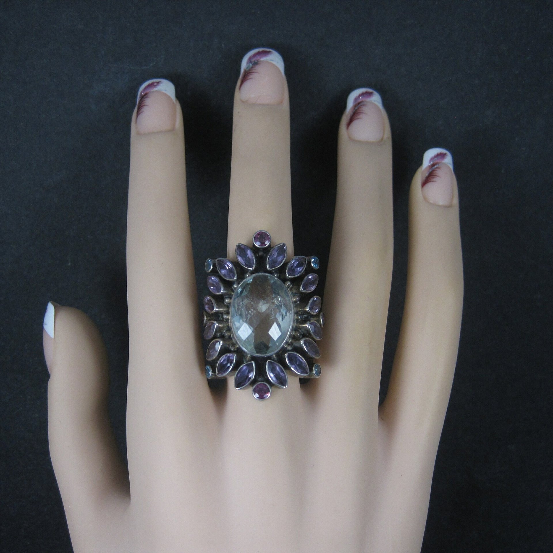 Large Nicky Butler Sterling Ring Amethyst Prasiolite Size 8 Limited Edition