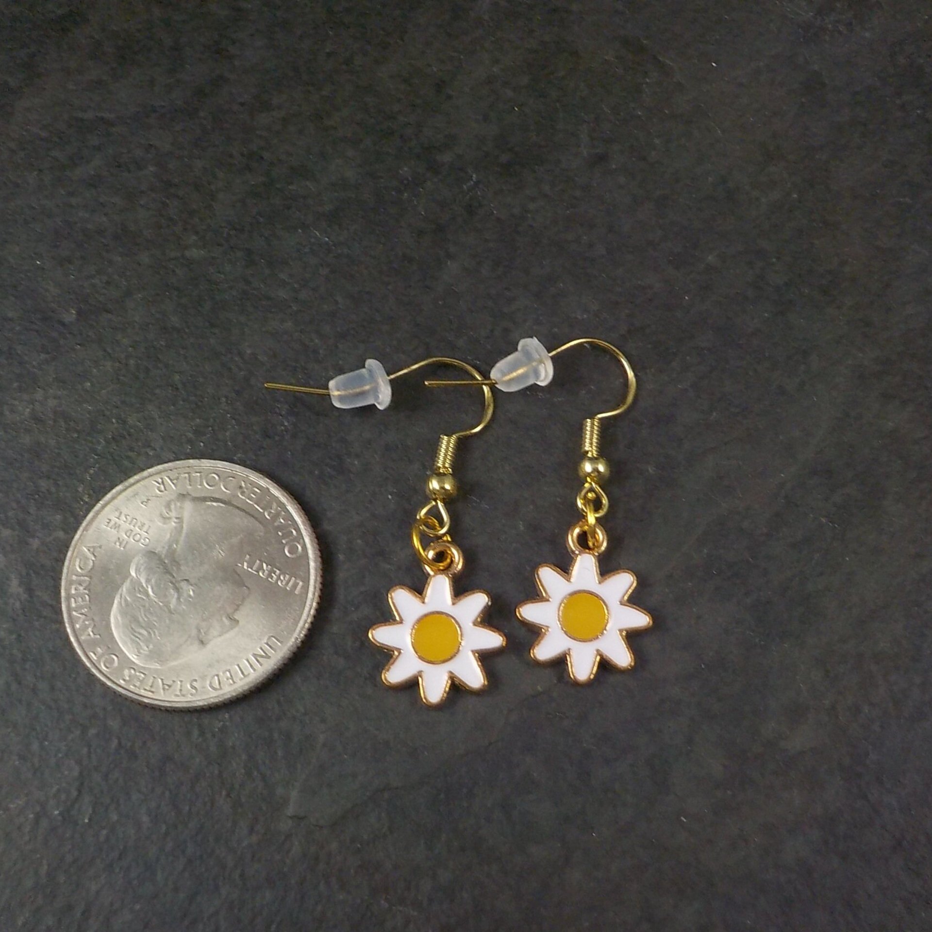 Vermeil Sterling Enamel Daisy Earrings