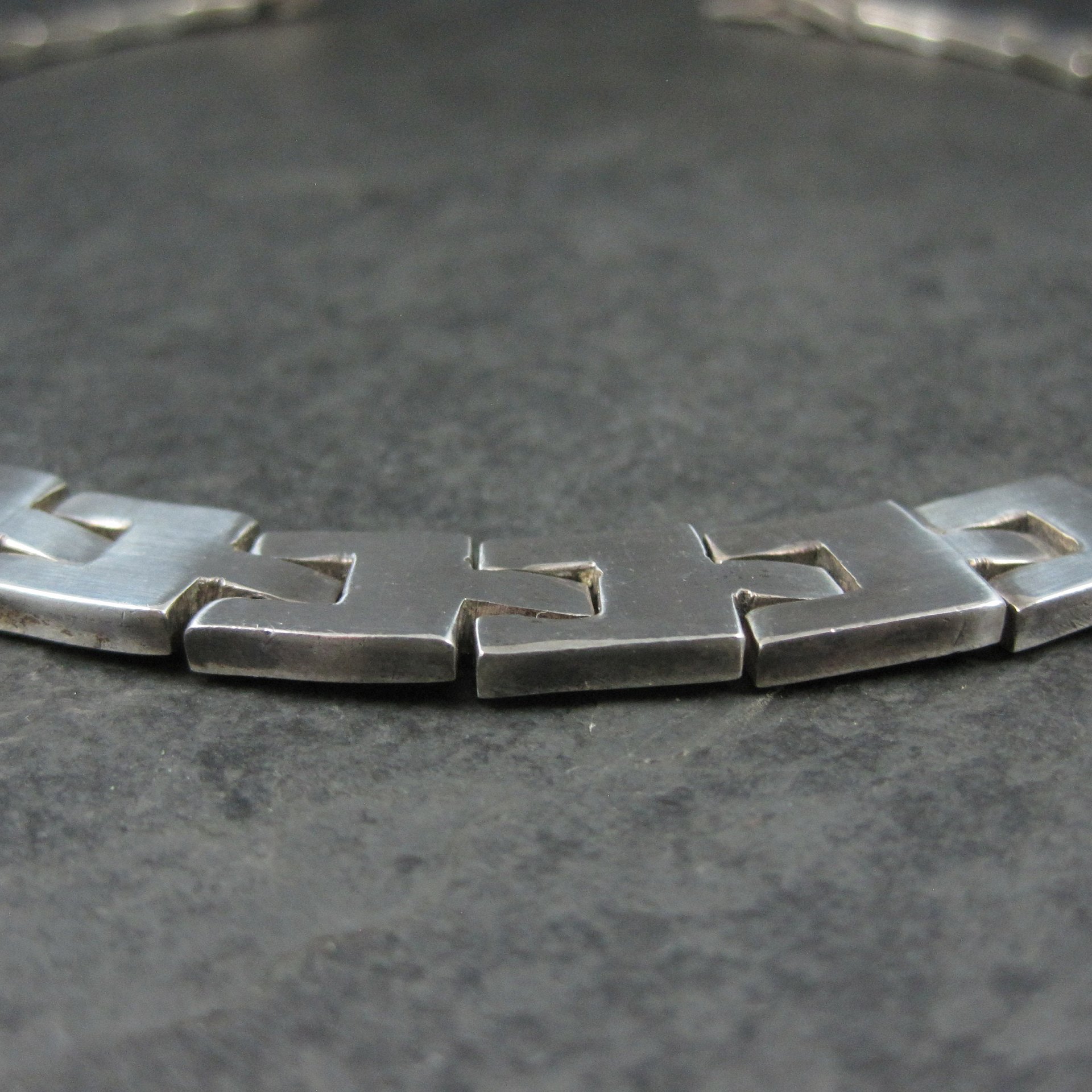 Heavy Vintage Mexican Sterling Link Necklace Choker 16 "