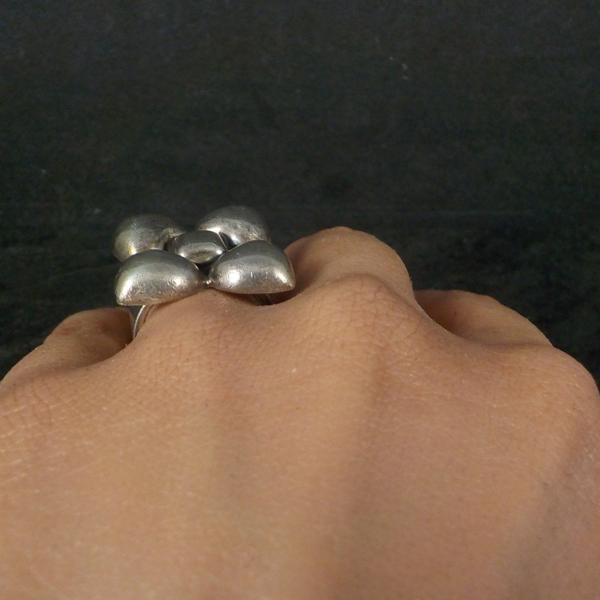 Chunky Vintage Sterling Dogwood Flower Ring Size 5.5