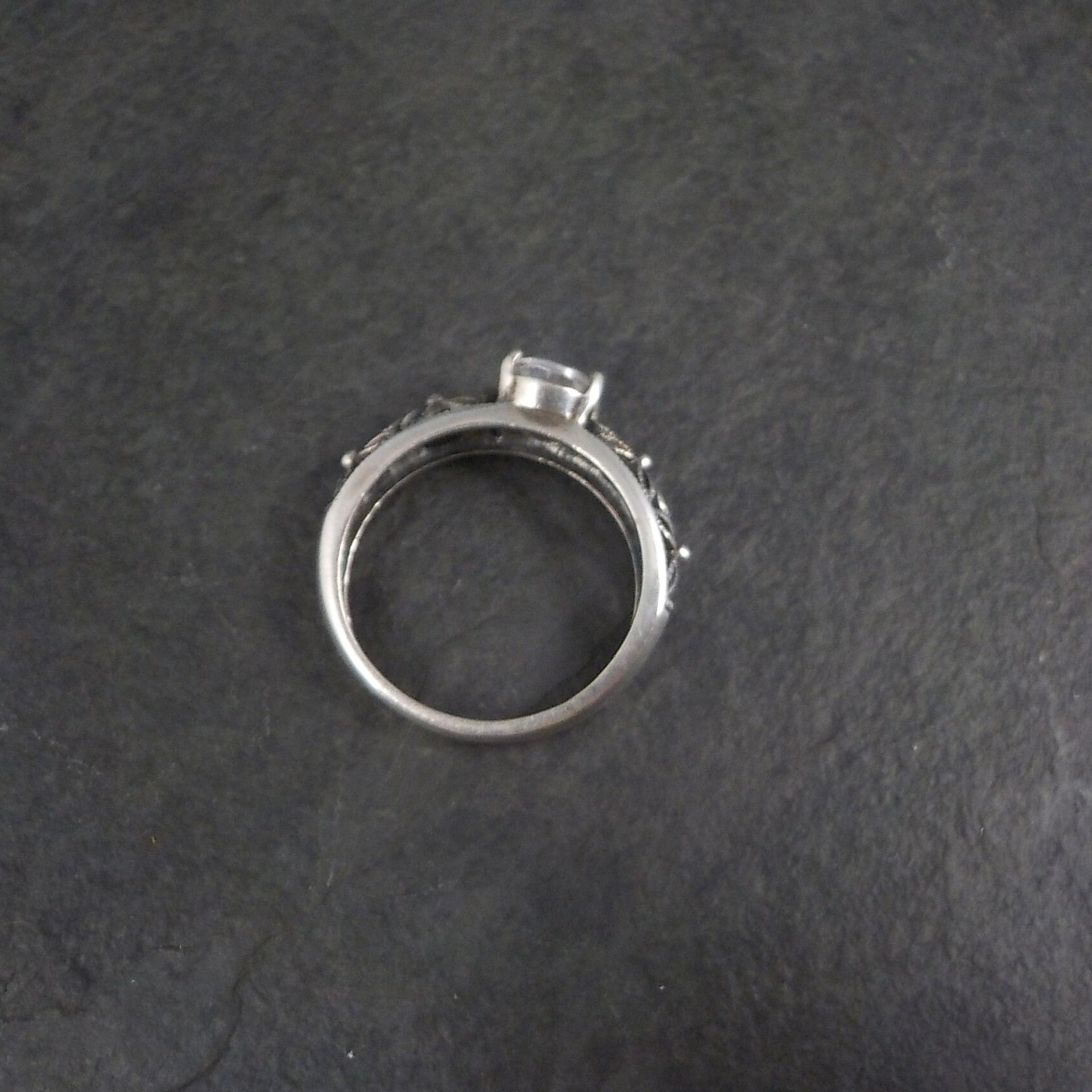 Vintage Sterling Filigree Cz Solitaire Ring Size 8