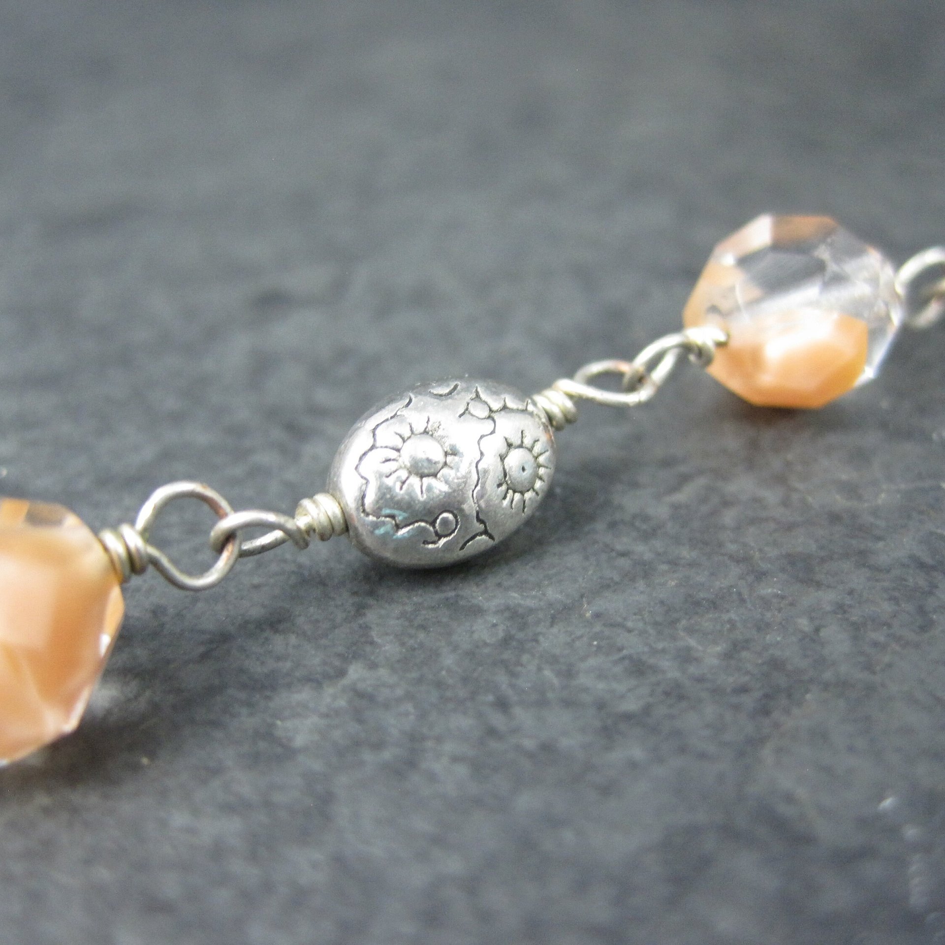 Vintage Sterling Art Glass Sun Bracelet 7.25"