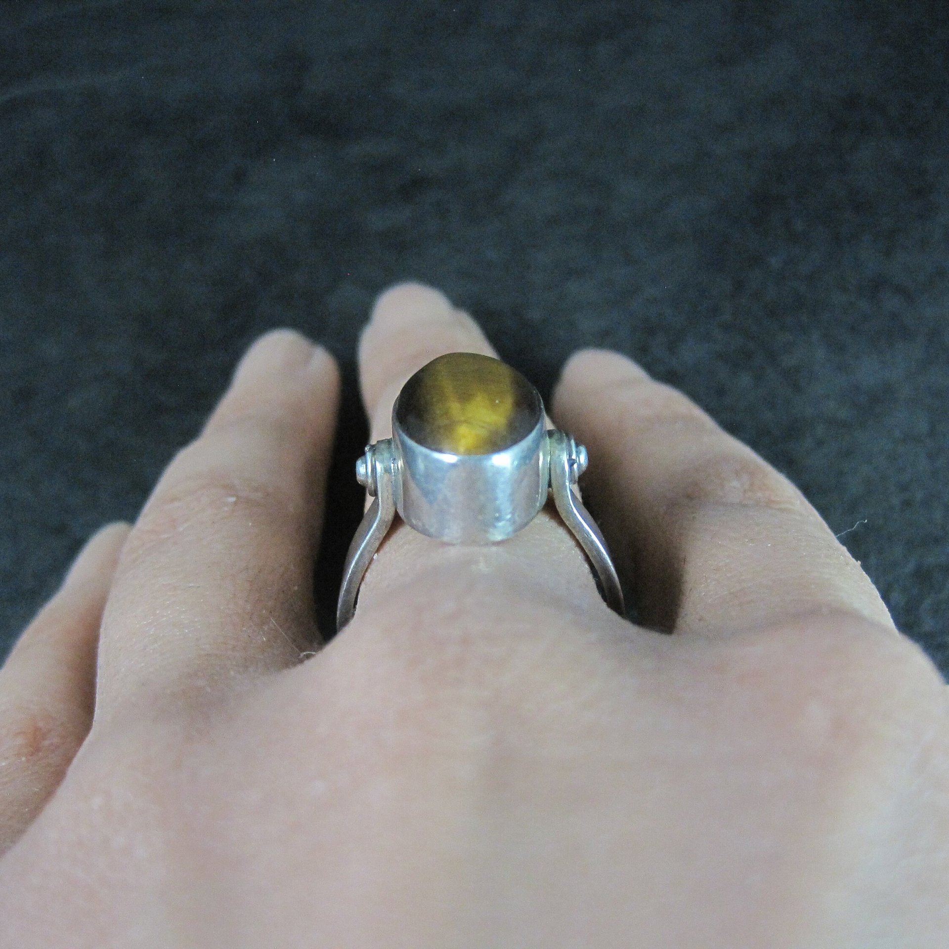 Vintage Sterling Tigers Eye Ring Size 9